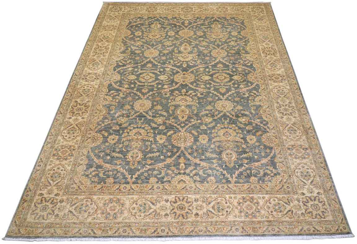 Image of morgenland Wollteppich »Ziegler Blumenmuster Blu scuro 362 x 283 cm«, rechteckig, 0,6 mm Höhe, Unikat mit Zertifikat bei Ackermann Versand Schweiz