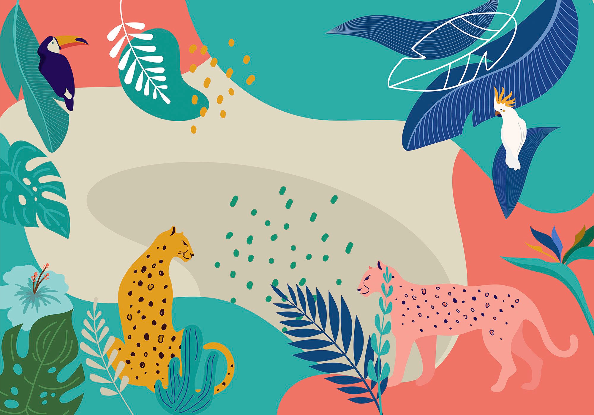 Image of Komar Vliestapete "Digitaldruck Vlies - Jungle Rendezvous - Grösse 400 x 280 cm" bedruckt glatt Kinderzimmer