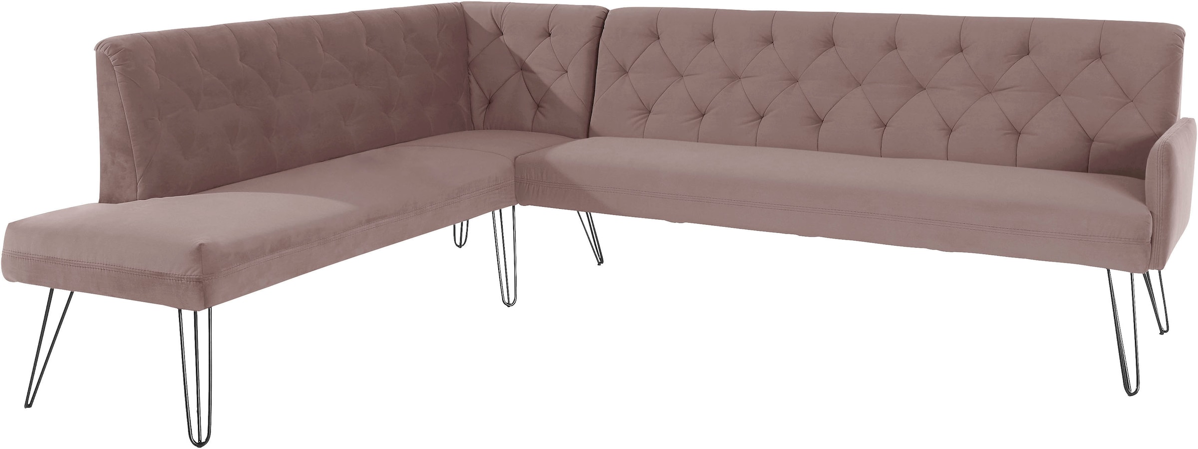 exxpo - sofa fashion Eckbank »Doppio, Chesterfield Optik, komfortabel und bequem, hohe Designfüsse«, Frei im Raum stellbar