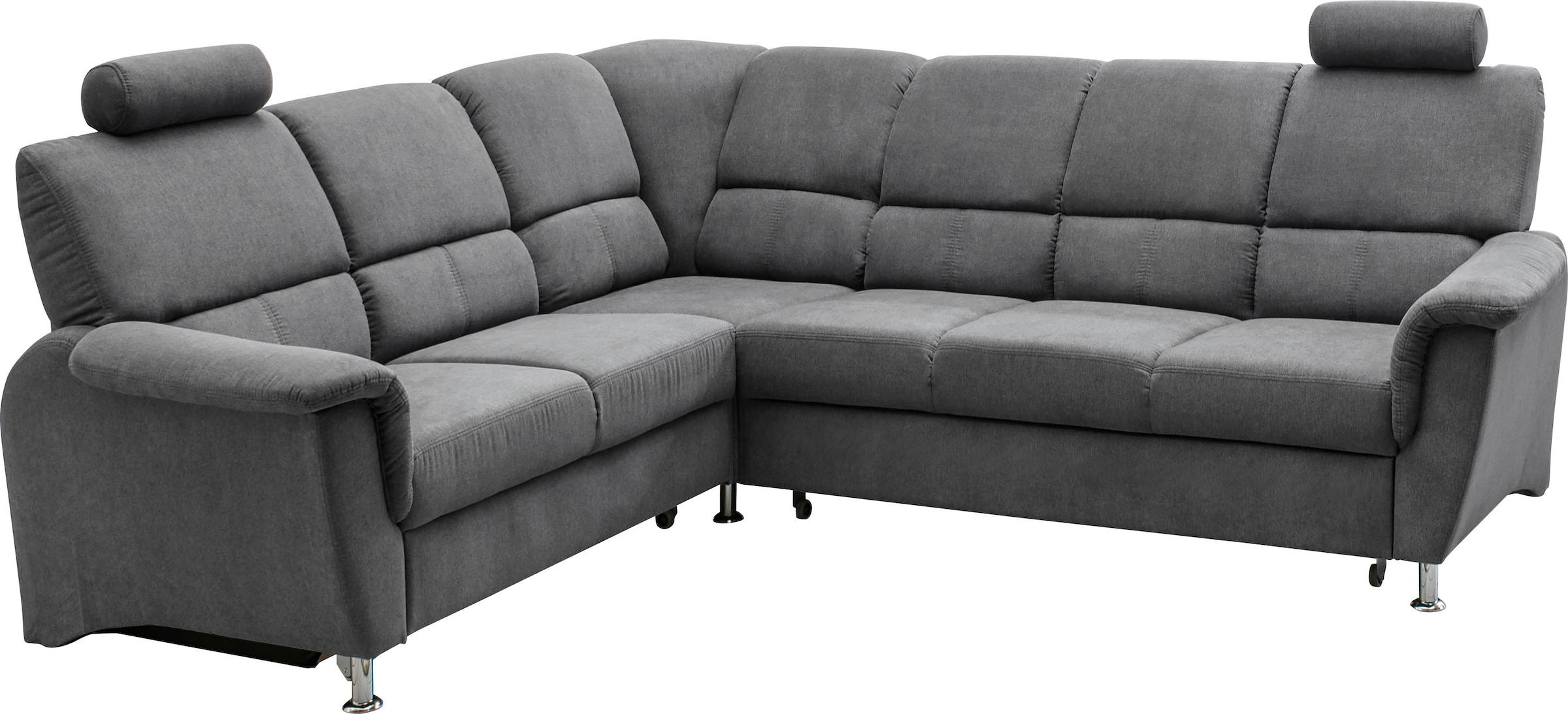Home affaire Ecksofa »Pisa L-Form, mit Schlaffunktion, Stauraum, 2x höhenverstellbare«, Kopfstützen und Relaxfunktion im Eckelement