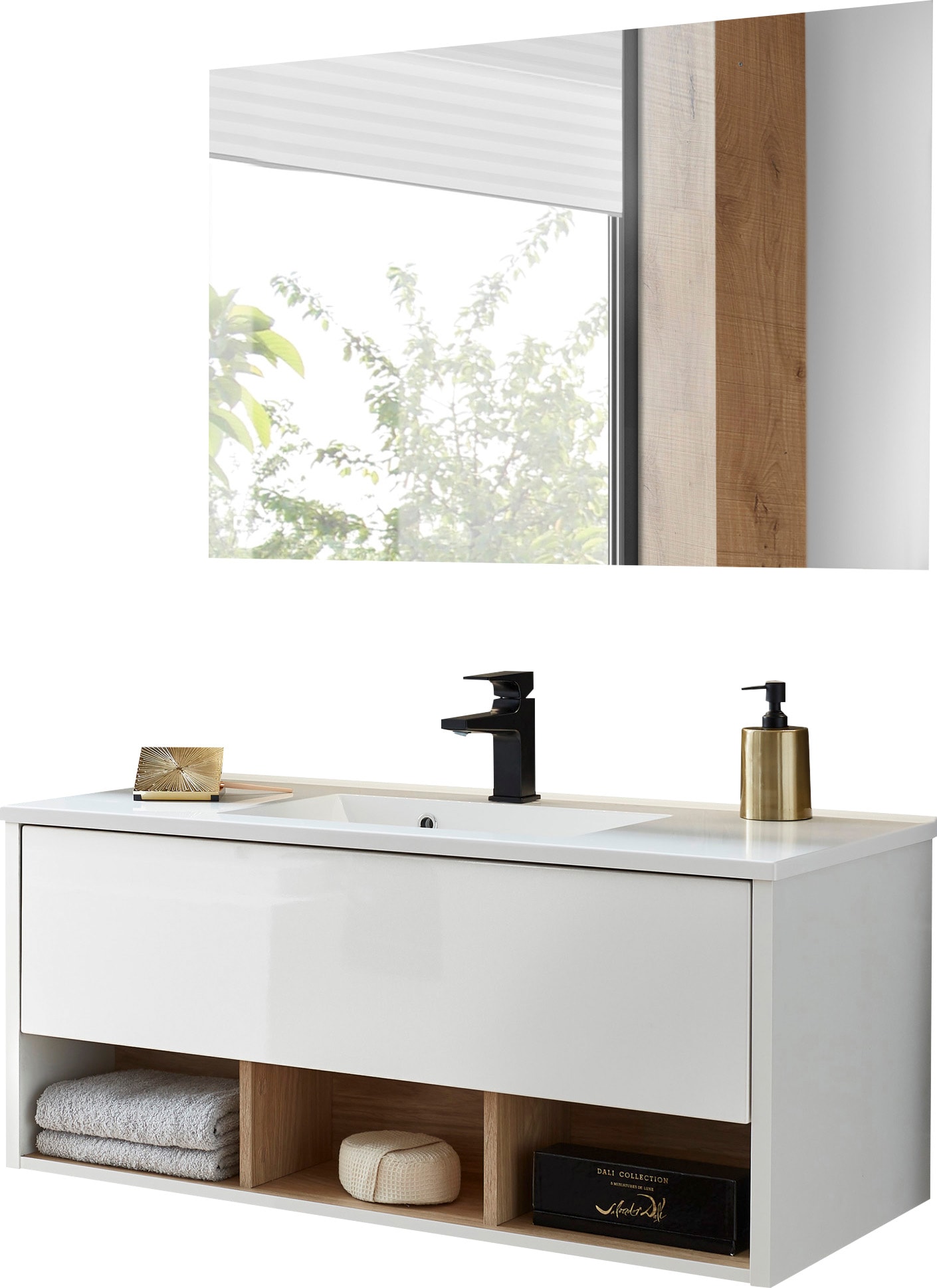 Image of Home affaire Badmöbel-Set "Studio Line, Bad im modernen Design, 2-teiliges Badezimmer" in 2 Farben und 2 Spiegelformen lieferbar, 2 Stk. tlg.