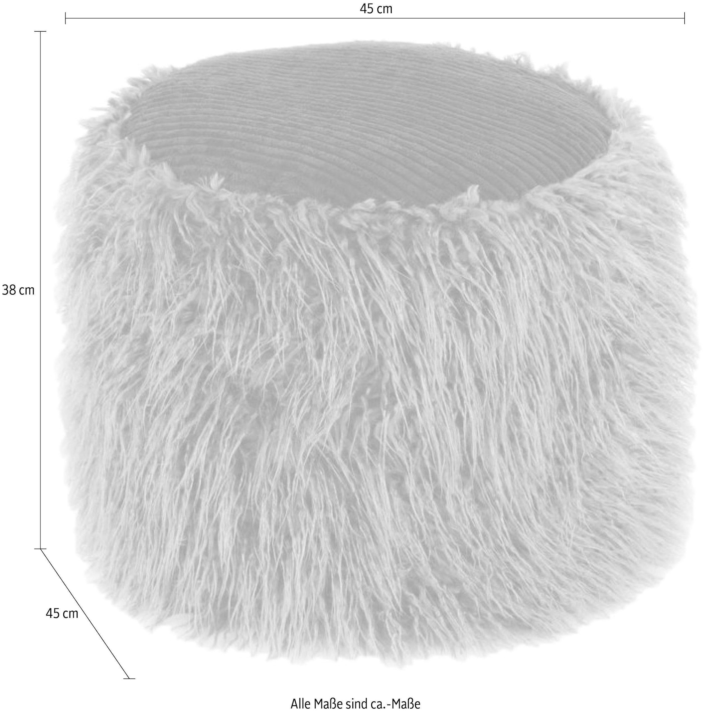 Kayoom Pouf »Fellpouf Bobtail 125, Fellhocker in zweifarbigem Design«, (1 St.), modern, dekorativ, kindersicherer Reissverschluss an der Unterseite