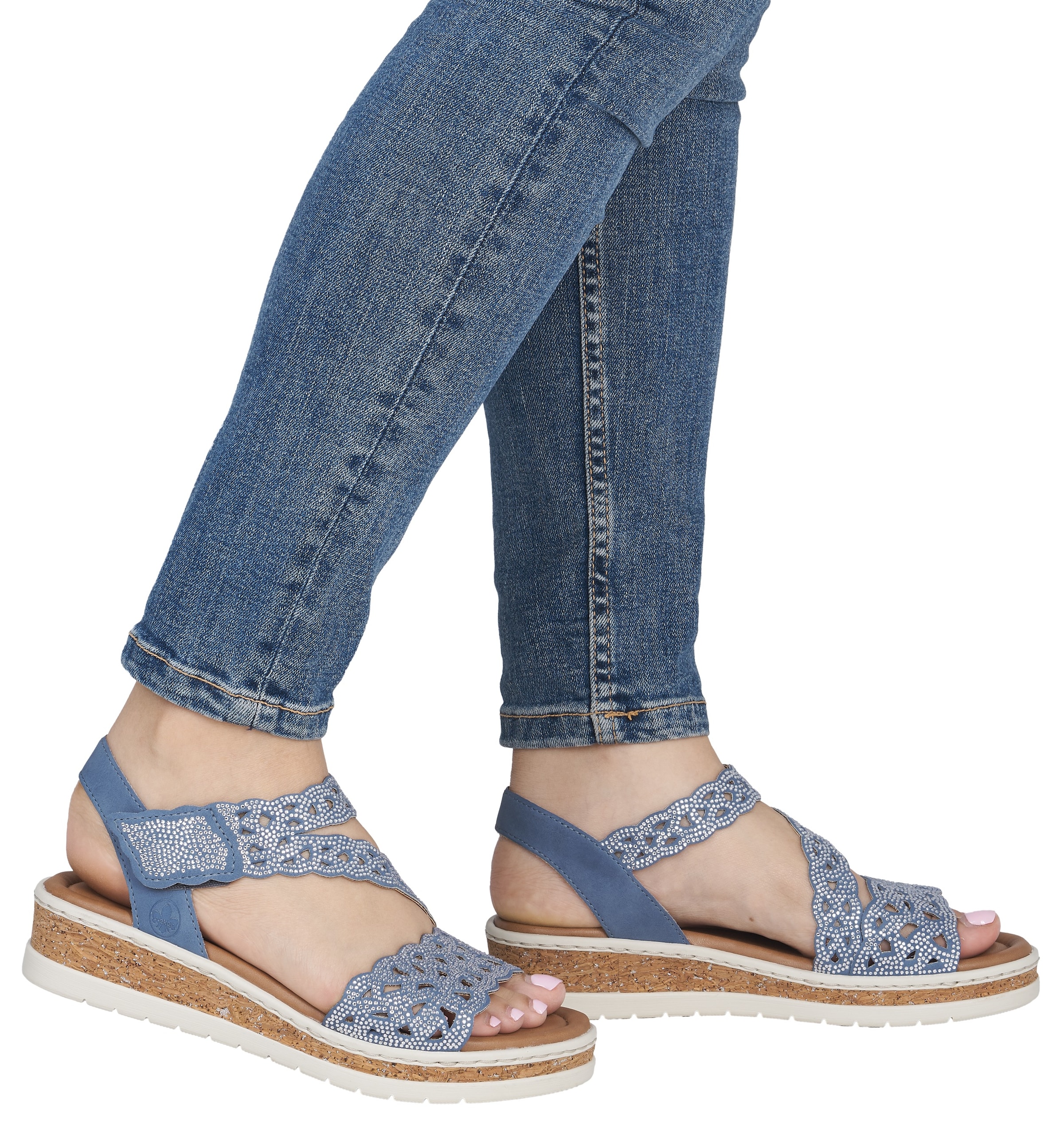 Rieker Sandales compensées  Sandale compensée, chaussure d'été, chaussure de vacances avec strass