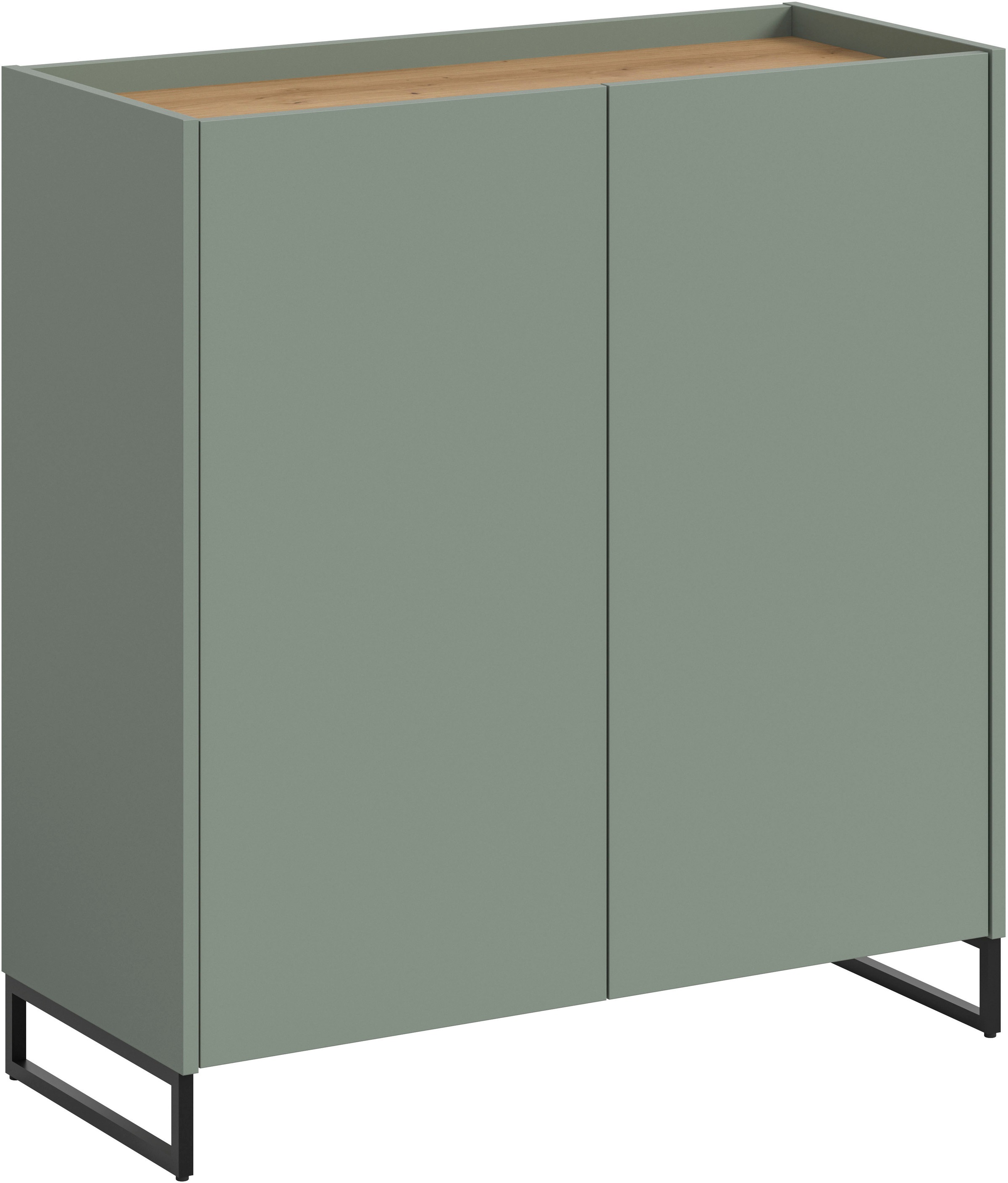 Image of Home affaire Schuhschrank "EVRID, Breite 90cm, 2 Türen, 5 Einlegeböden, inkl. Metall-Kufenfüsse" individuell mit anderen Artikel der Serie EVRID erweiterbar, 1 Stk. tlg. Schuhkommode, Kommode, Sideboard, Garderobenschrank, Flurkommode