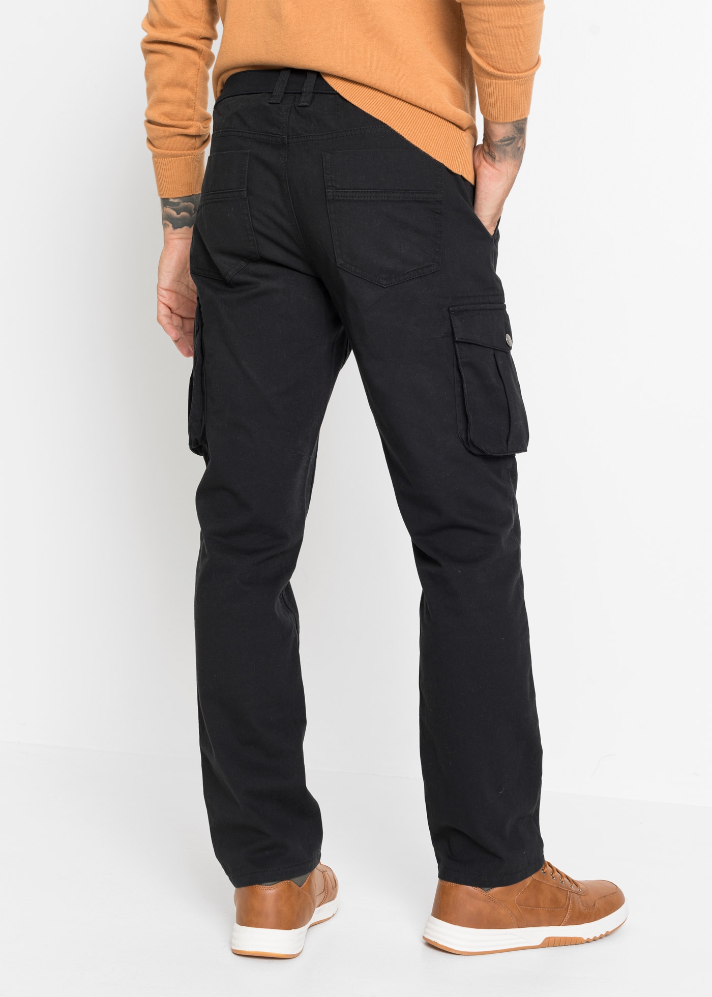 bonprix Pantalon cargo  Regular Fit Cargohose aus reiner Baumwolle, Straight