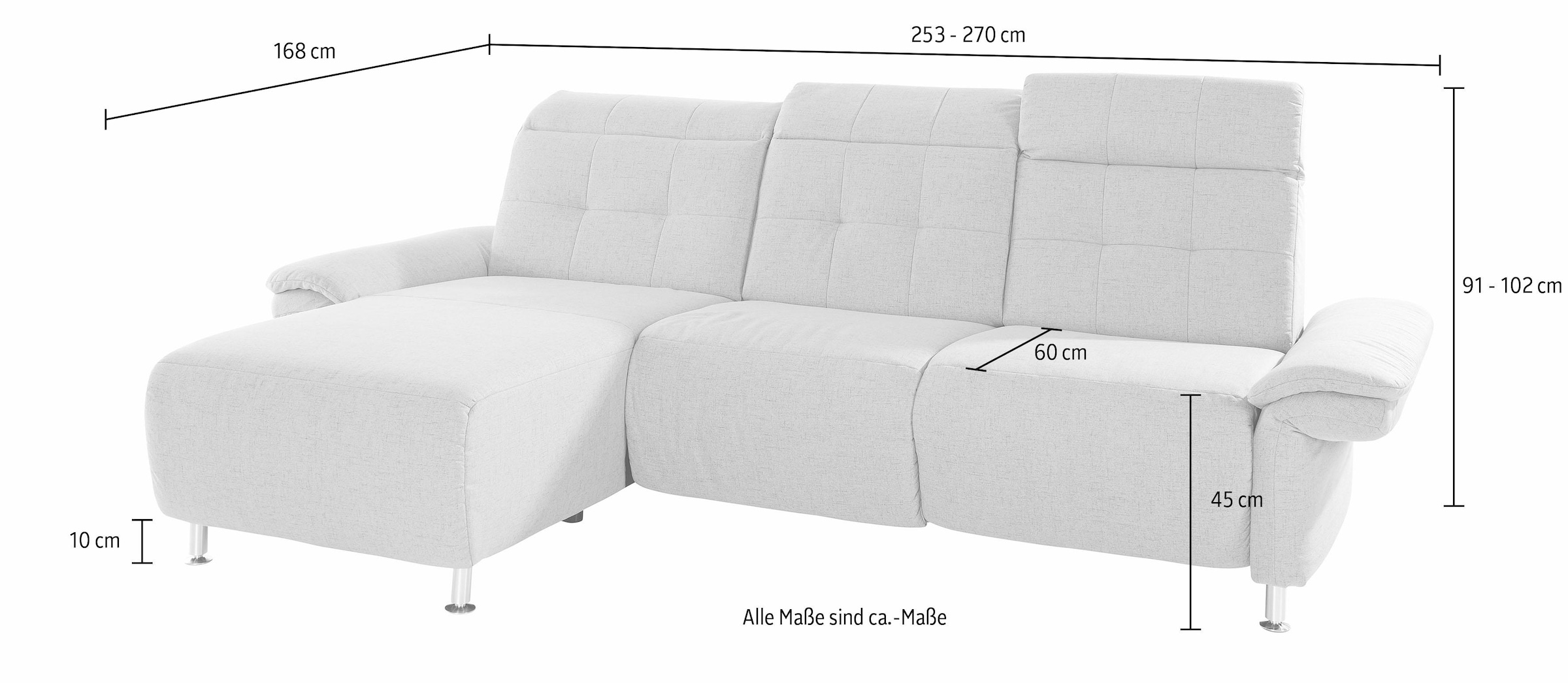 Home affaire Ecksofa »Manhattan L-Form« 2 Sitze mit elektrischer Relaxfunktion, verstellbare Armlehnen