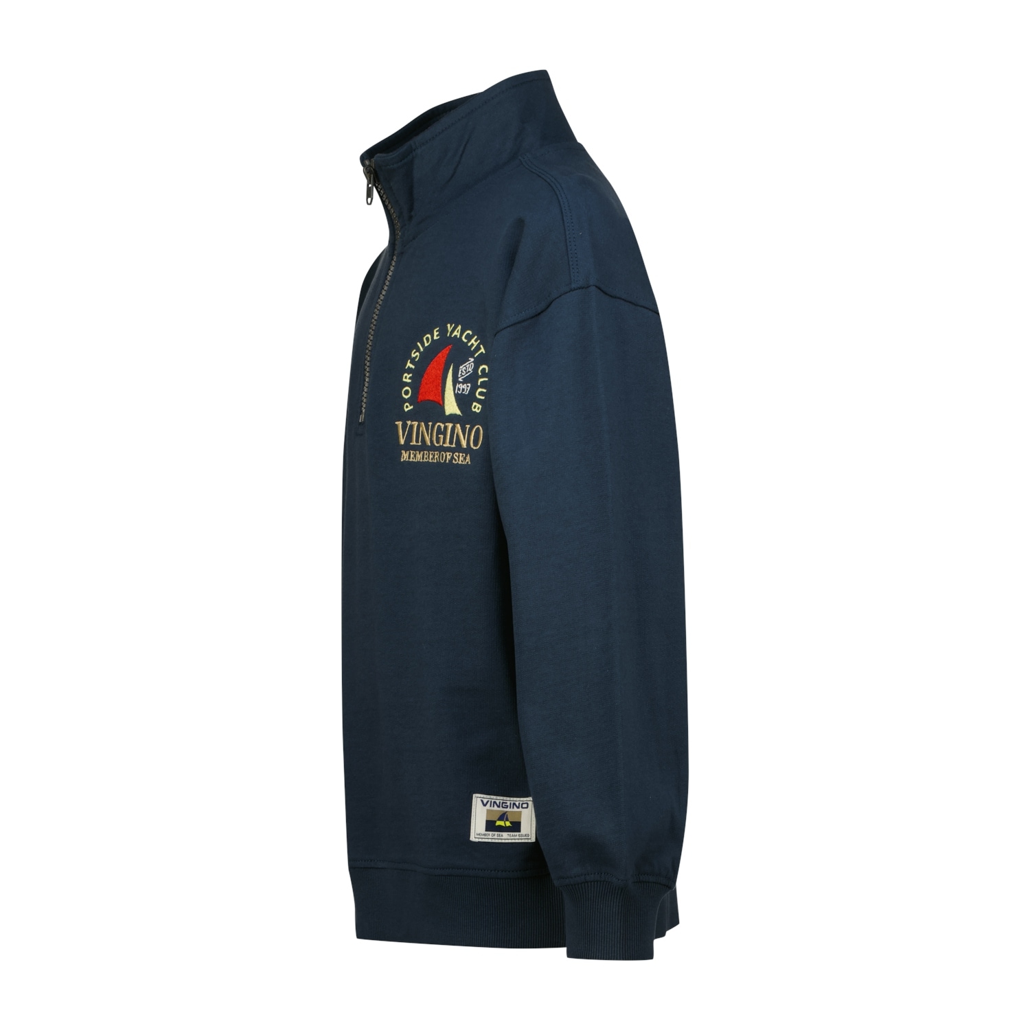 Vingino Pull , avec col Troyer et broderie, pour garçons
