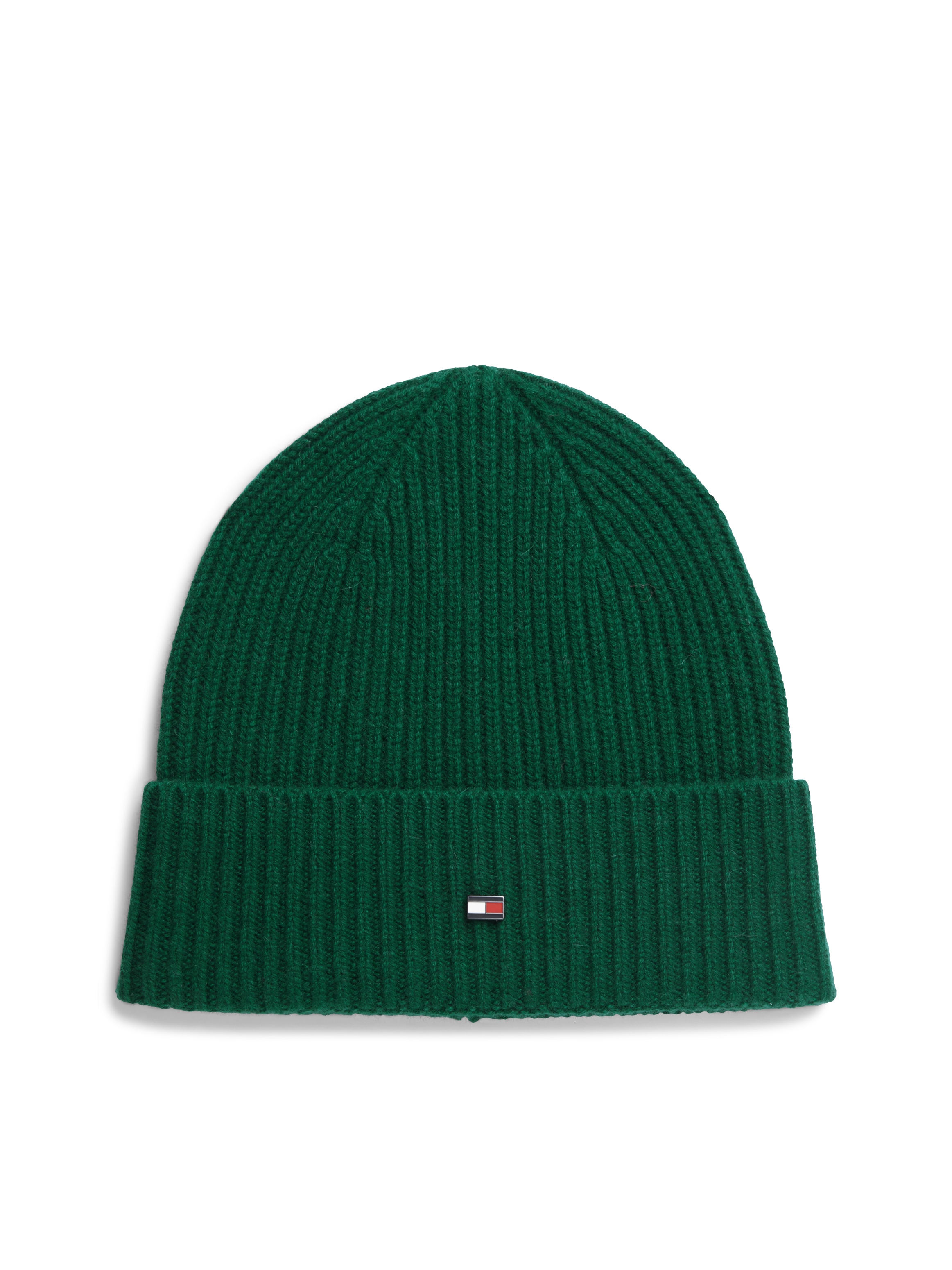 Tommy Hilfiger Majestic Emerald Strickmütze "Flag Cashmere Beanie" One Size Mit Markenlogo