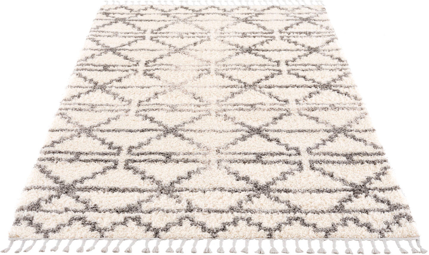 Image of Carpet City Hochflor-Teppich »Pulpy 530«, rechteckig, 30 mm Höhe, besonders weich, mit Fransen, Geo-Muster, ideal für Wohnzimmer & Schlafzimmer bei Ackermann Versand Schweiz