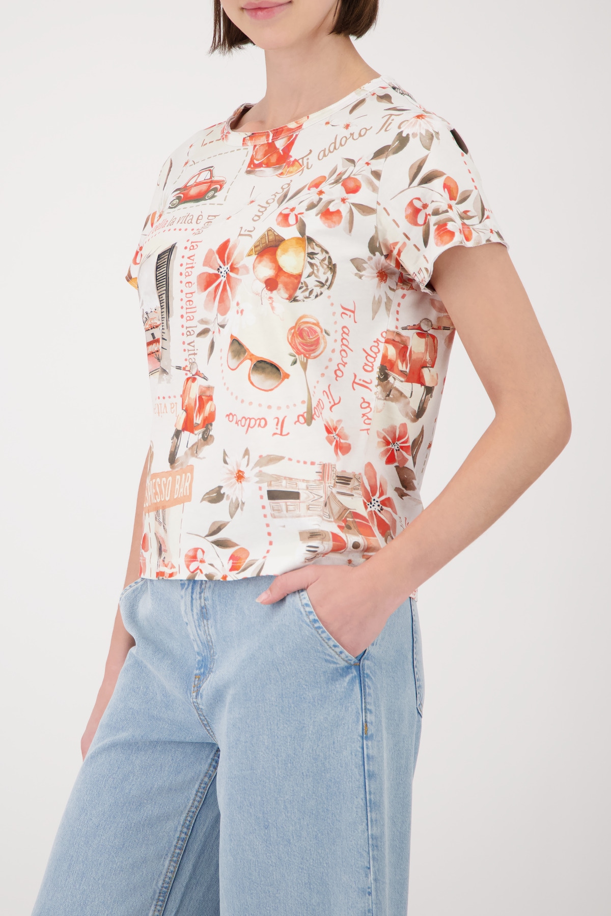 Monari T-shirt »Shirt Italydruck Allover« Regular fit mit Italienprint