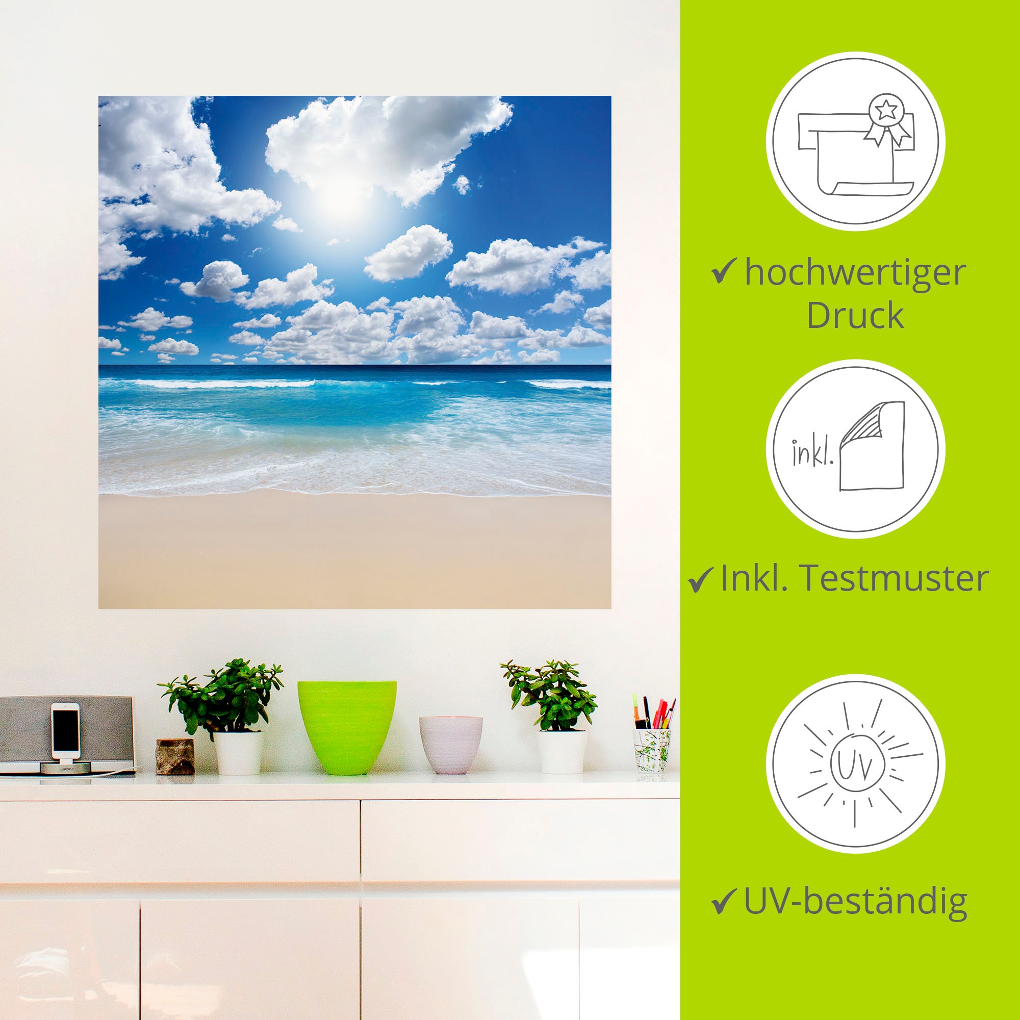Artland Wandbild »Grossartige Strandlandschaft«, Strand, (1 St.), als Leinwandbild, Poster, Wandaufkleber in verschied. Grössen