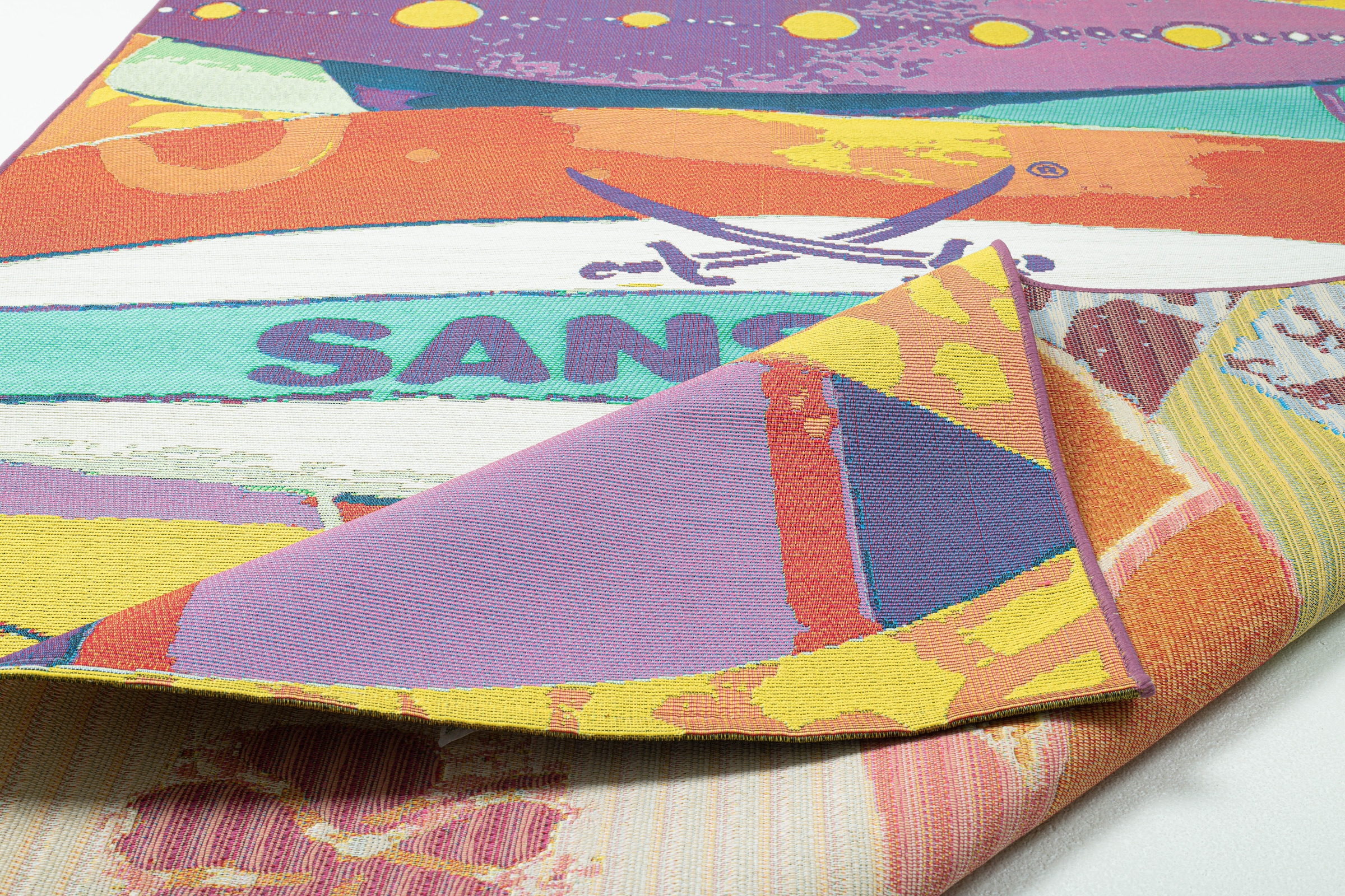 Sansibar Teppich »Rantum Beach SA-020« rechteckig 5 mm Höhe Flachgewebe, modernes Design, Surfboards, In- und Outdoor geeignet