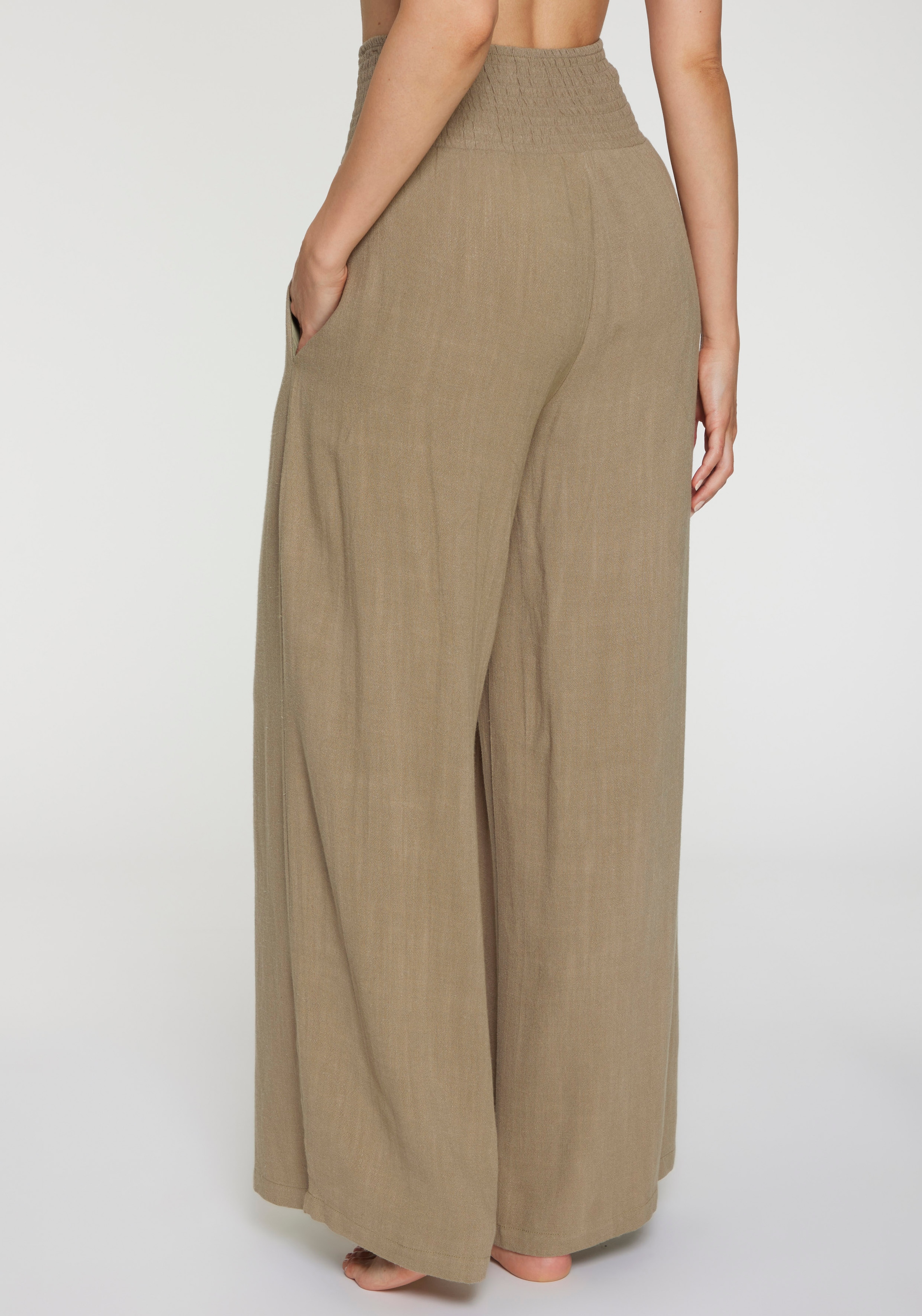 French Connection Leinenhose »mit hohem Smokbund«  weite Palazzohose für den Sommer, lockere Schlupfhose, Strandhose