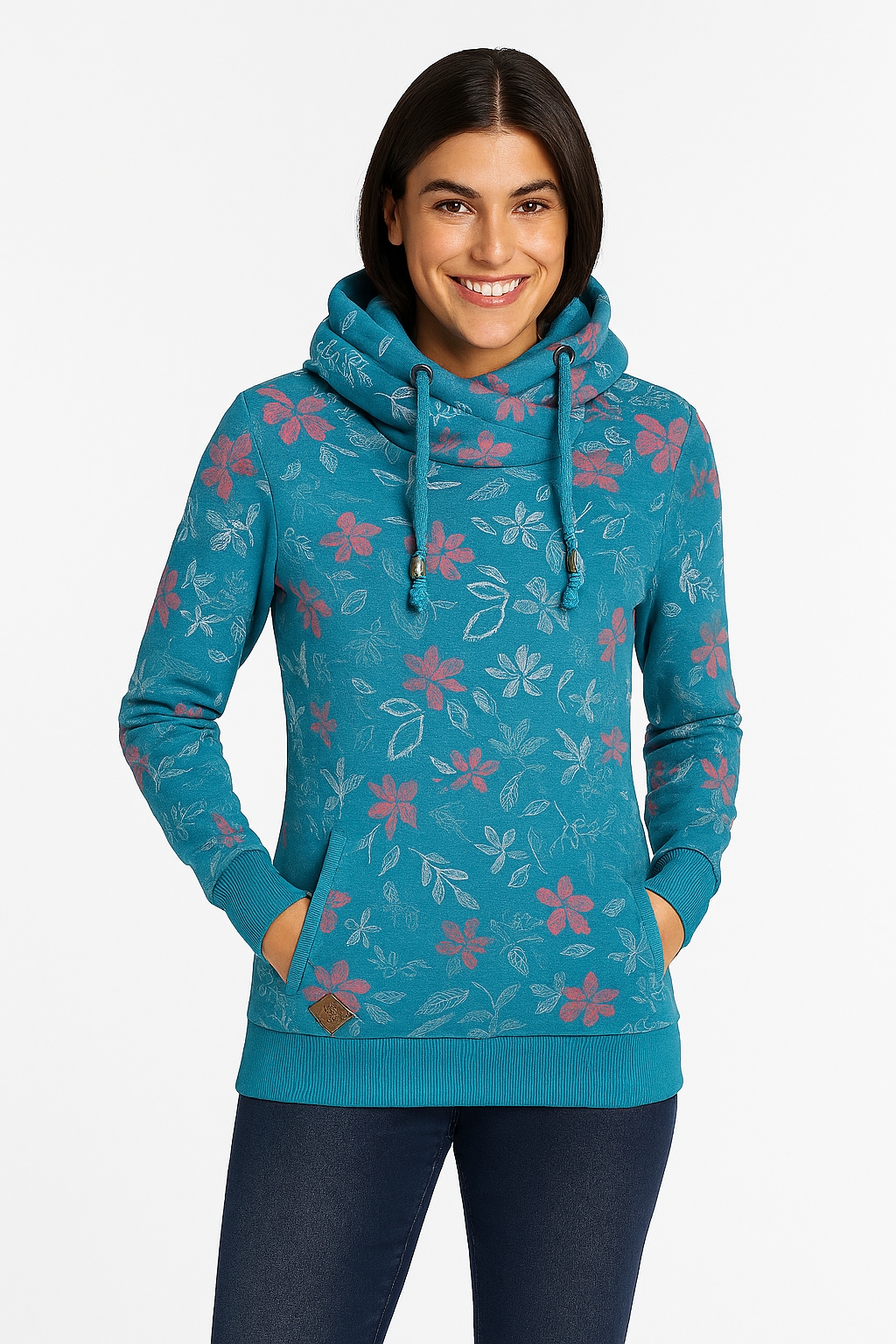 Image of Ragwear Sweatshirt "NESKA FLOWERS O", mit asymetrischem Schalkragen