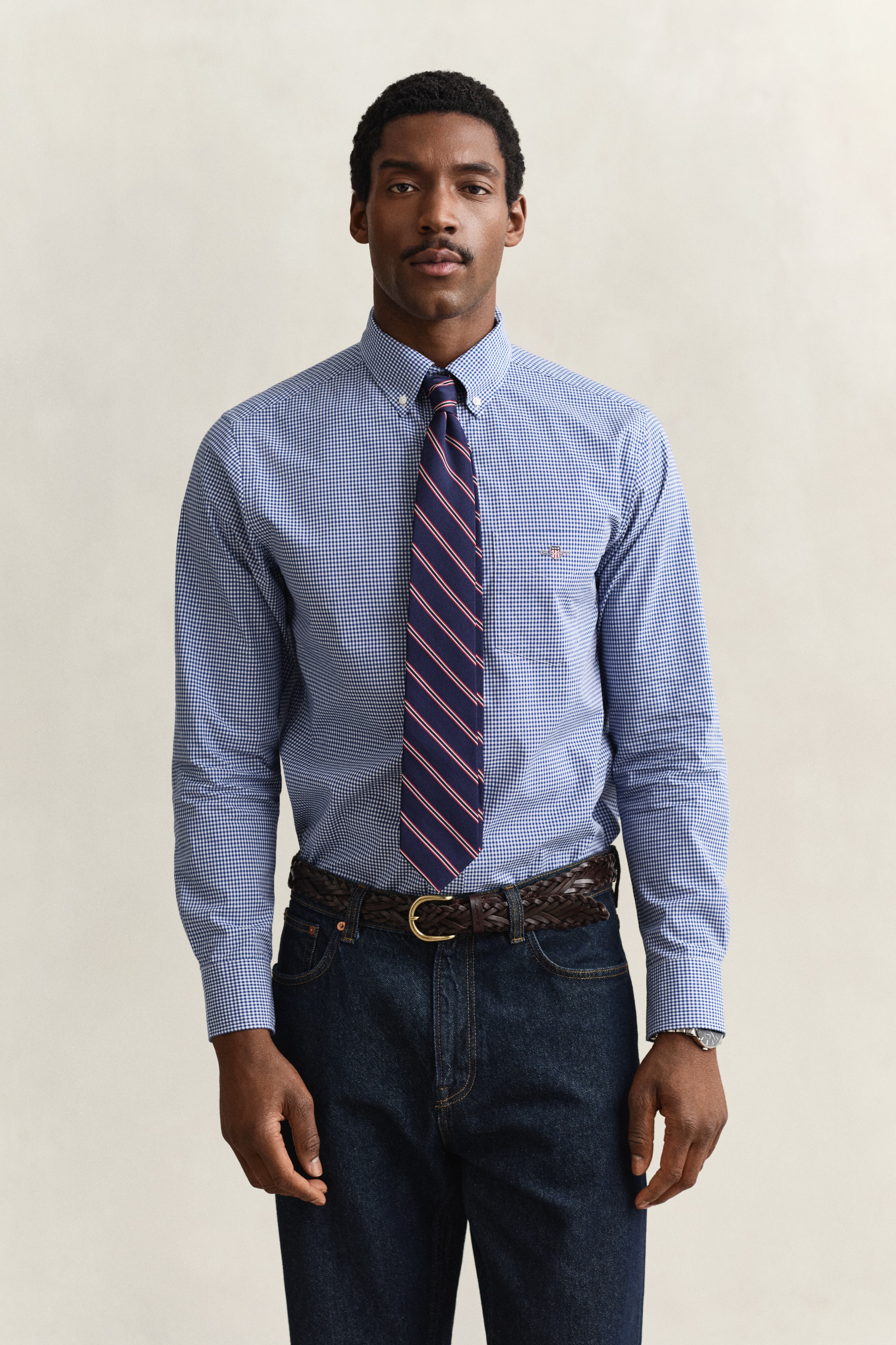 Gant Langarmhemd »REG CLASSIC POPLIN GINGHAM SHIRT« mit Logostickerei, Baumwoll-Popeline