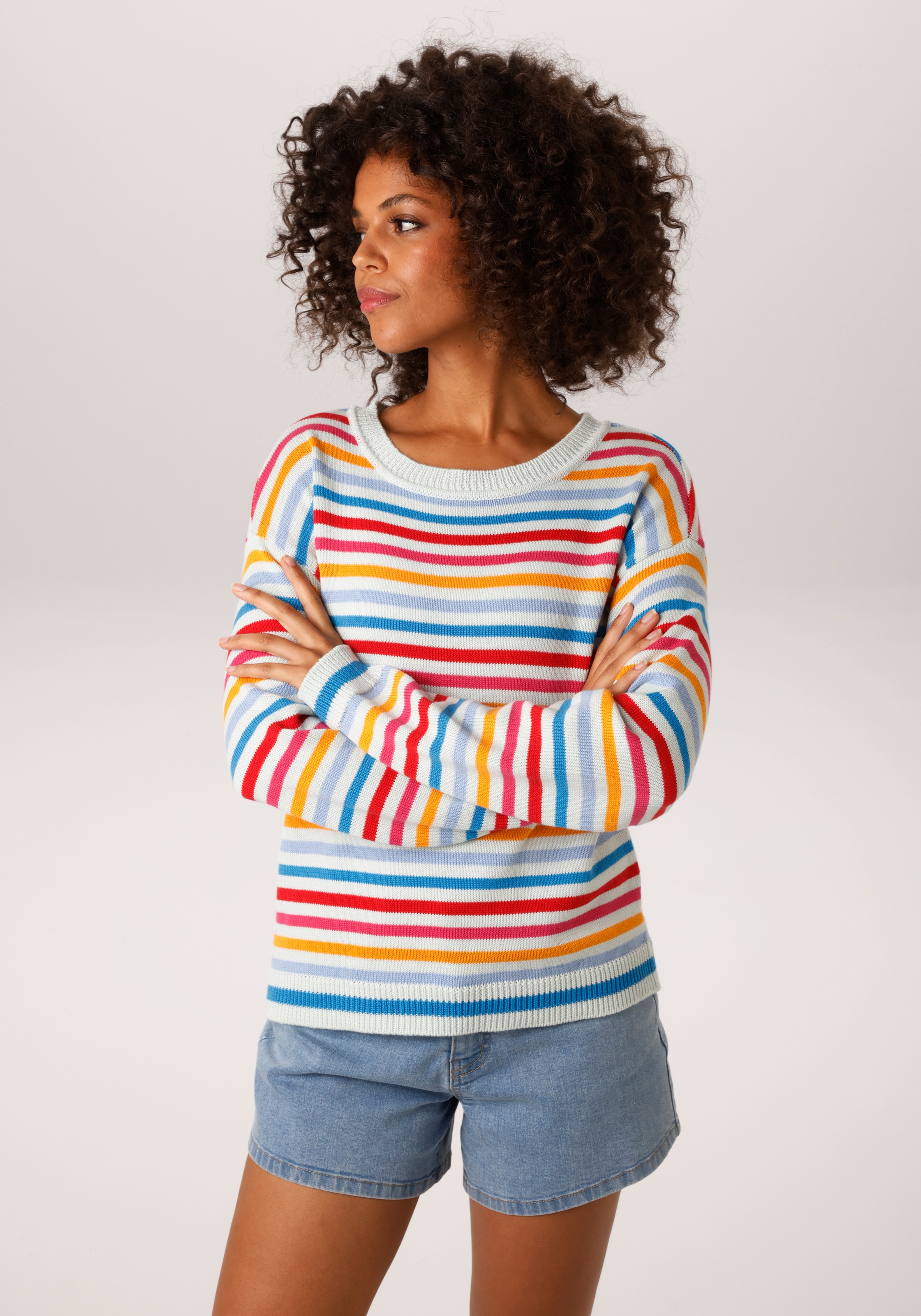 Image of Aniston CASUAL Strickpullover mit farbenfrohen Ringeln