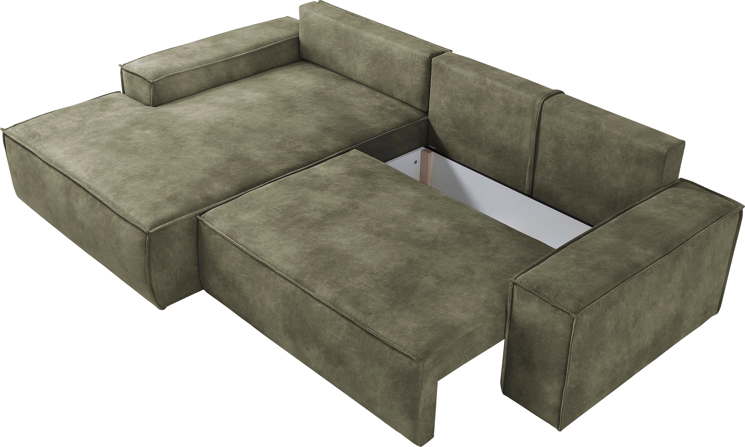 Home affaire Ecksofa SHERWOOD Schlafsofa 267 cm, L-Form, Schlaffunktion mit Bettkasten (210x136 cm), Cord, Vintage, Samtvelours