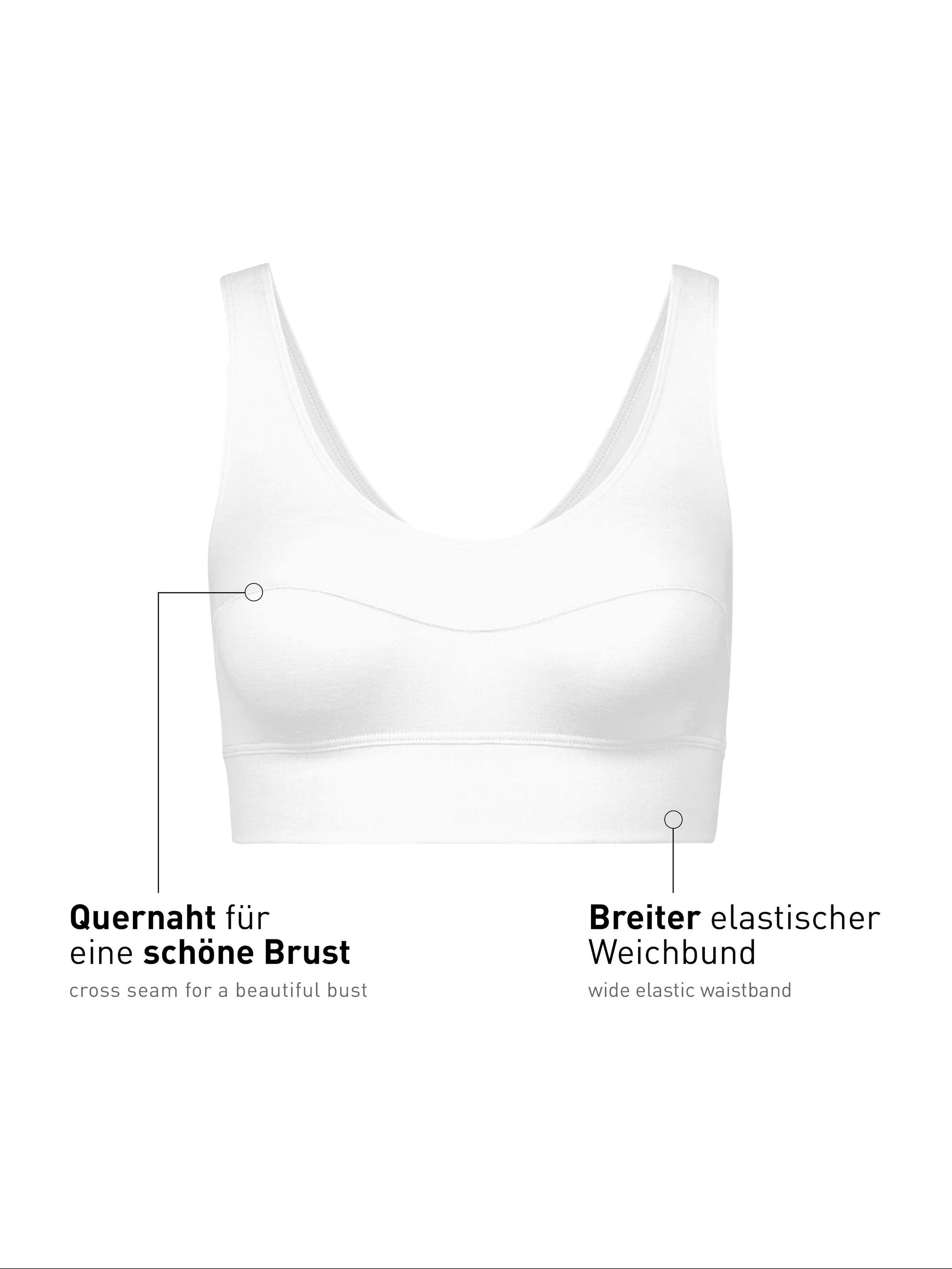 CALIDA Bustier »Elastic«, breites Unterbrustband, ohne Bügel, Baumwollmischung