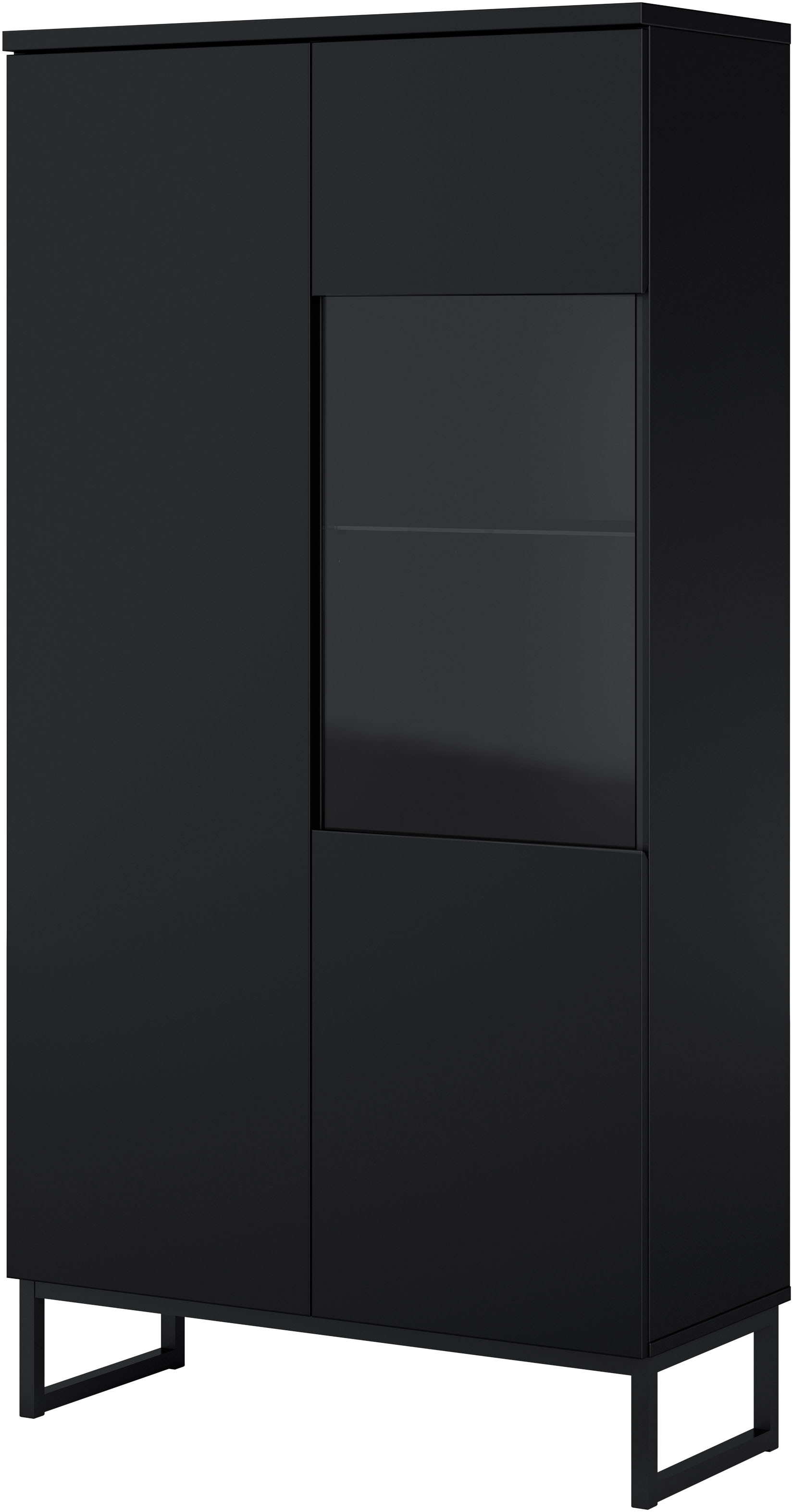 GOODproduct Vitrine »Modo II, Breite 80 cm, moderner griffloser Vitrineschrank« Vitrine viel Stauraum, Einlegeböden verstellbar, Glastür, Metallkufen