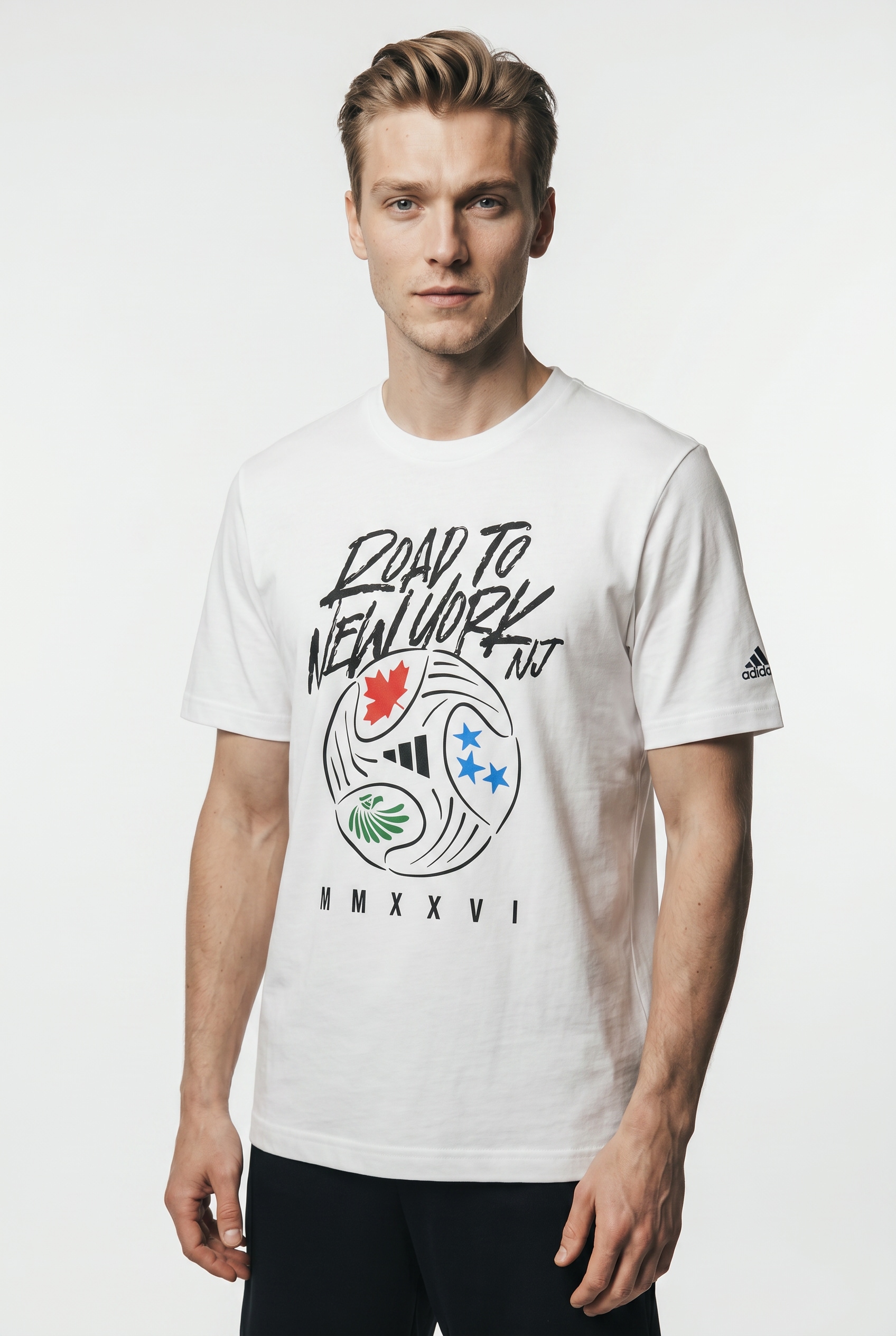 Image of adidas Sportswear T-Shirt "FIFA WORLD CUP 26™ ROAD TO NY NJ GRAPHIC" mit Rundhals, sportlicher Stil