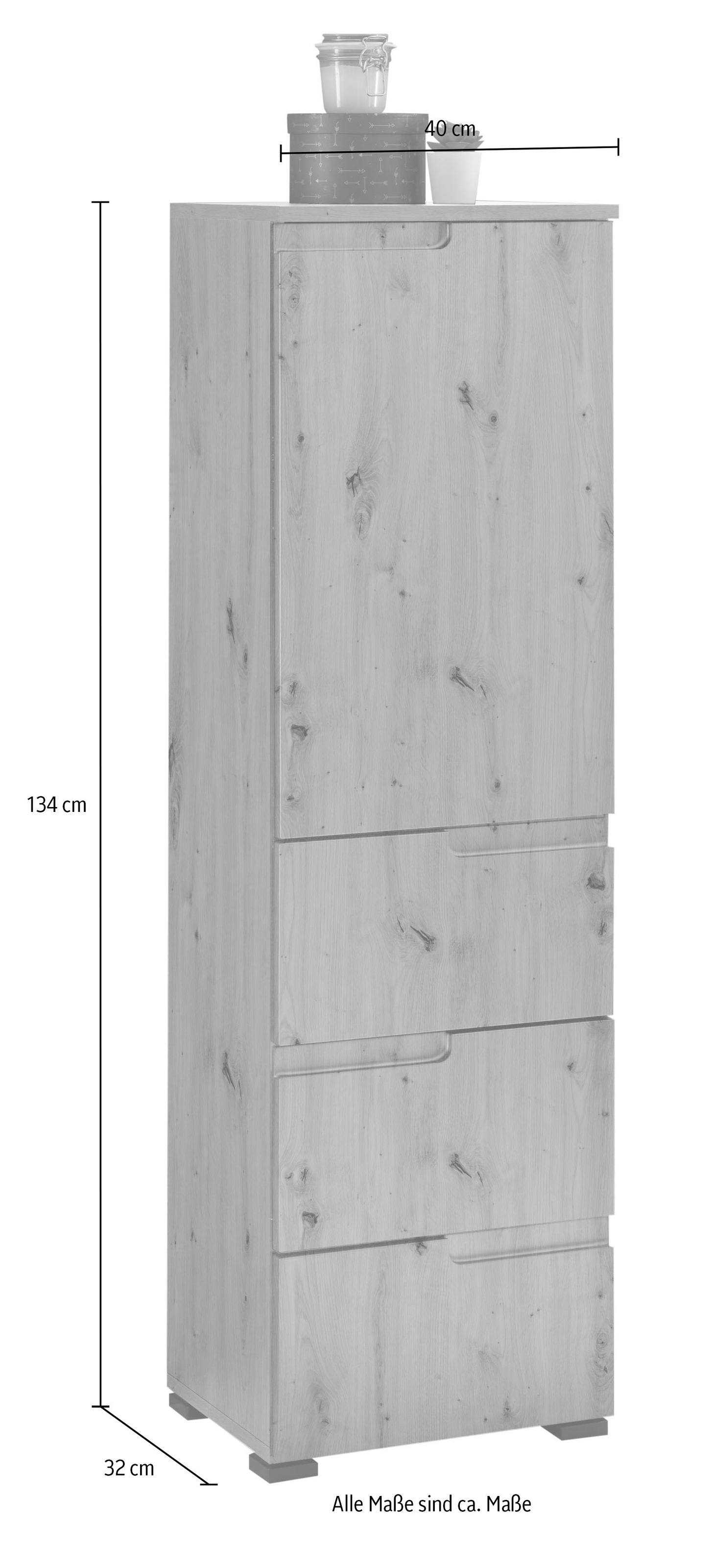BASIC by Balculina Armoire intermédiaire »Spice, Badezimmerschrank BxTxH 40x134x32 cm« 1 cuis tlg. largeur 40 cm, poignées creuses