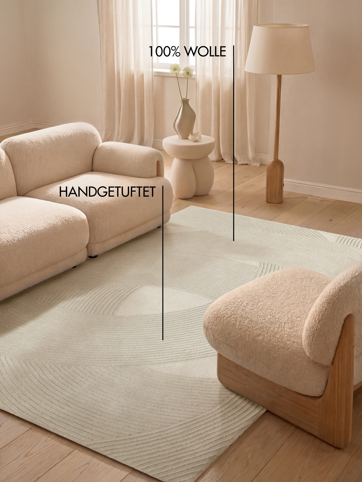 Ted Baker Tapis en laine »Victoria  , auch in rund« Rectangulaire 18 mm Höhe Naturteppich Wolle, Hoch-Tief-Design, Wohnzimmer, Schlafzimmer