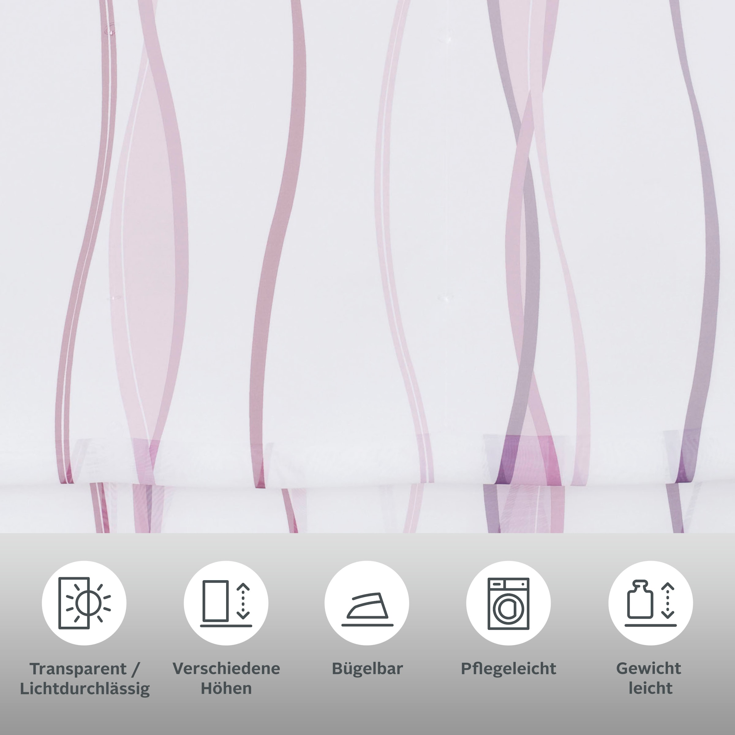 my home Raffrollo »Dimona«, mit Schlaufen, Transparent, Voile, Polyester