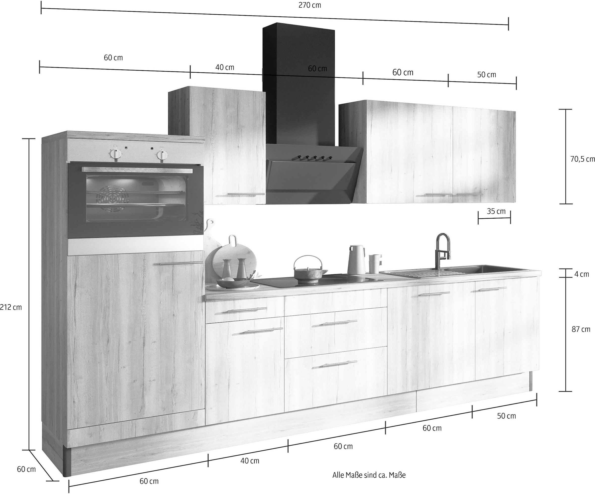 OPTIFIT Cuisine »Klara« Breite 270 cm, wahlweise mit E-Geräten