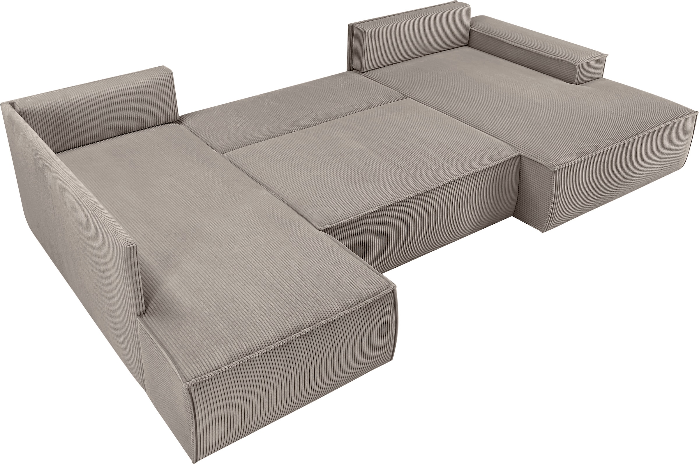 Home affaire Wohnlandschaft »SHERWOOD  329 cm, U-Form, Schlafsofa,« Schlaffunktion m. Bettkasten (194x139 cm), Cord, Vintage, Samtvelours