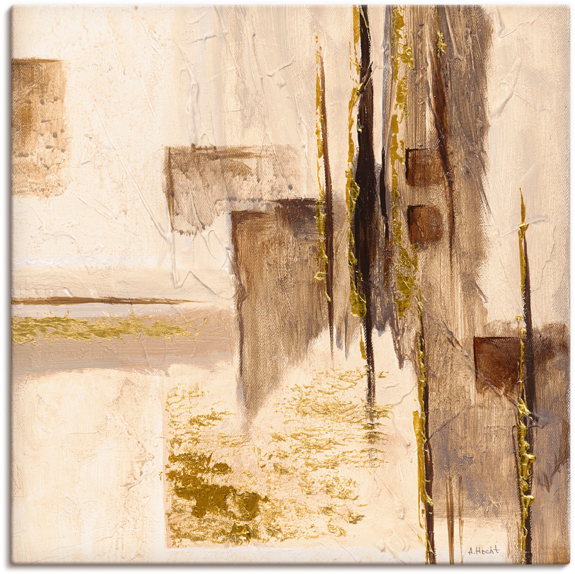 Image of Artland Leinwandbild "Goldene Silhouette I" Muster 1 Stk. tlg. auf Holzrahmen gespannt