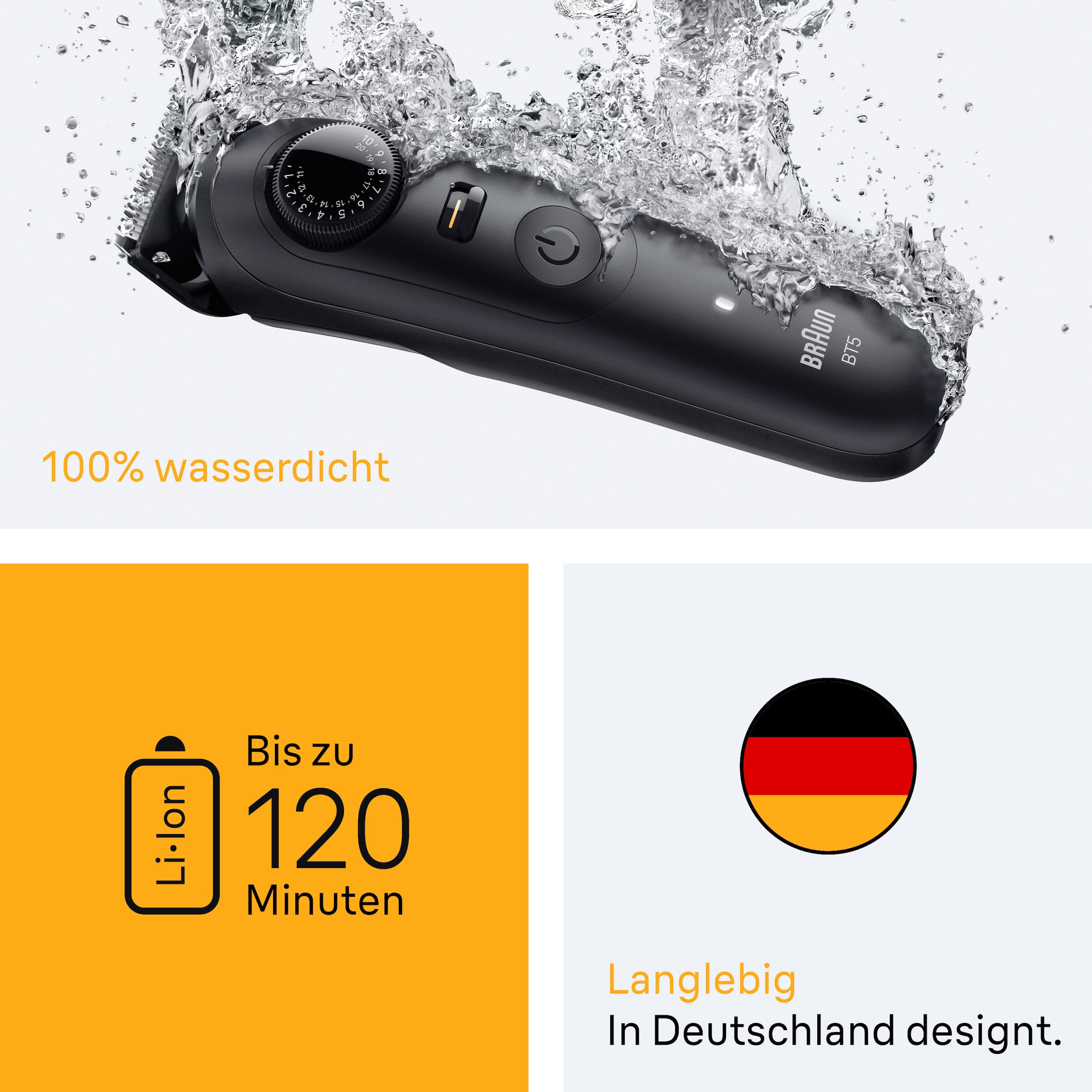 Braun Tondeuse à cheveux »Barttrimmer BT5520« lame ultra tranchante, autonomie batterie 120 min, 40 réglages de longueur