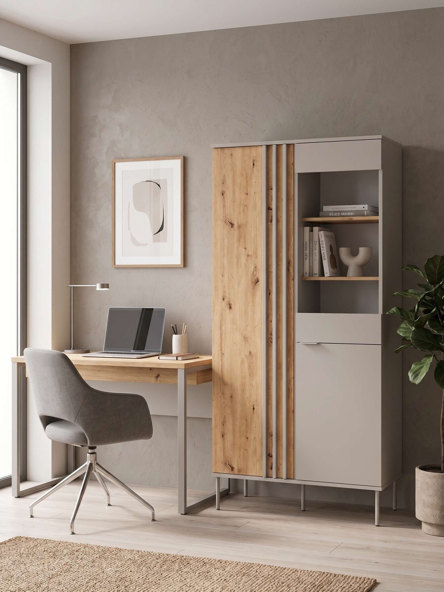 GOODproduct Vitrine »AAELIN Vitrineschrank mit/ohne Beleuchtung, verglast, viel Stauraum« Standvitrine/Glasvitrine mit 2 Türen, 8 Einlegeböden, matt Hochschrank