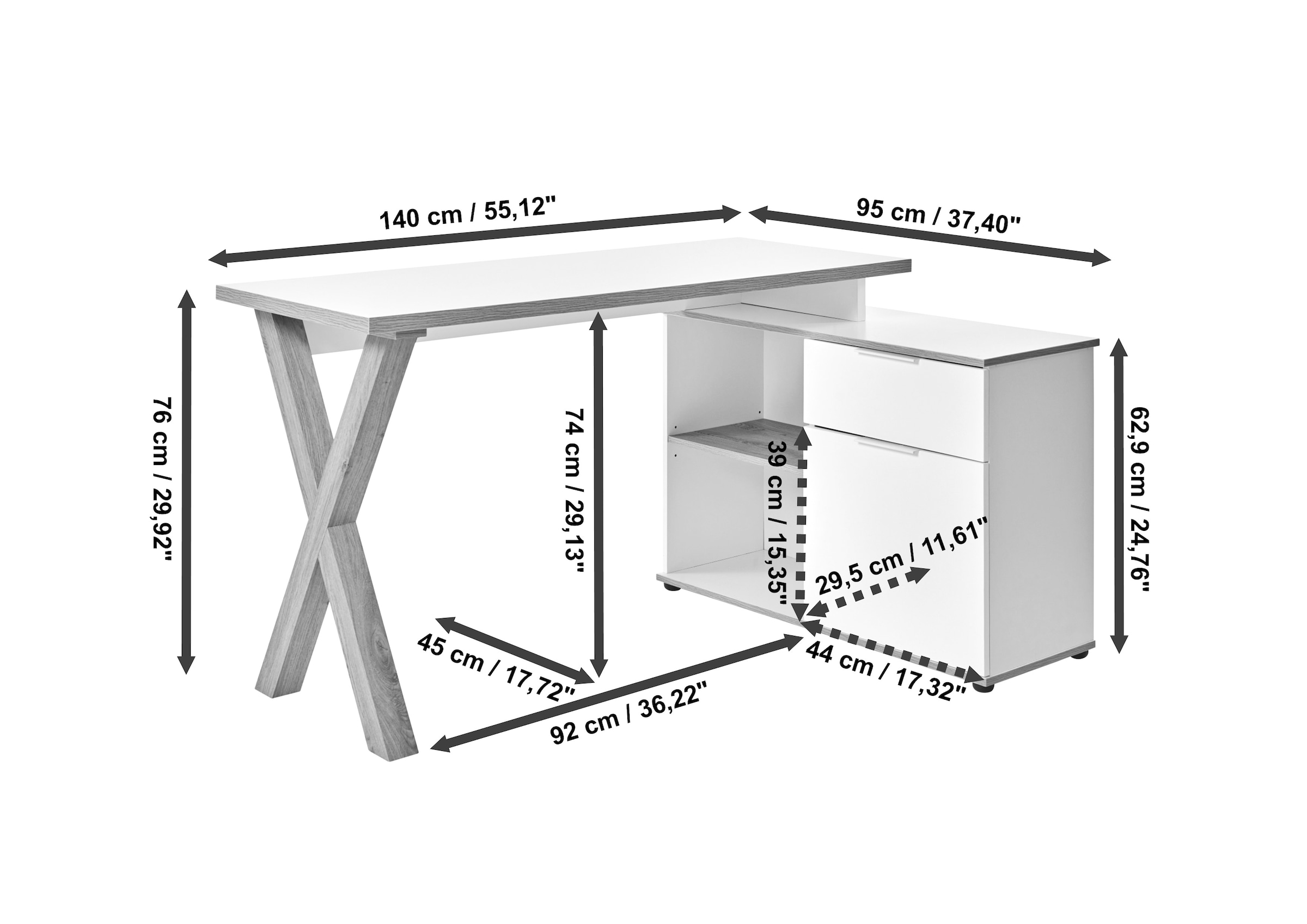 Jahnke Eckschreibtisch »X-CLUB C 40 E« 1 Stk. tlg. Eckschreibtisch, wechselseitig montierbar, X-Gestell