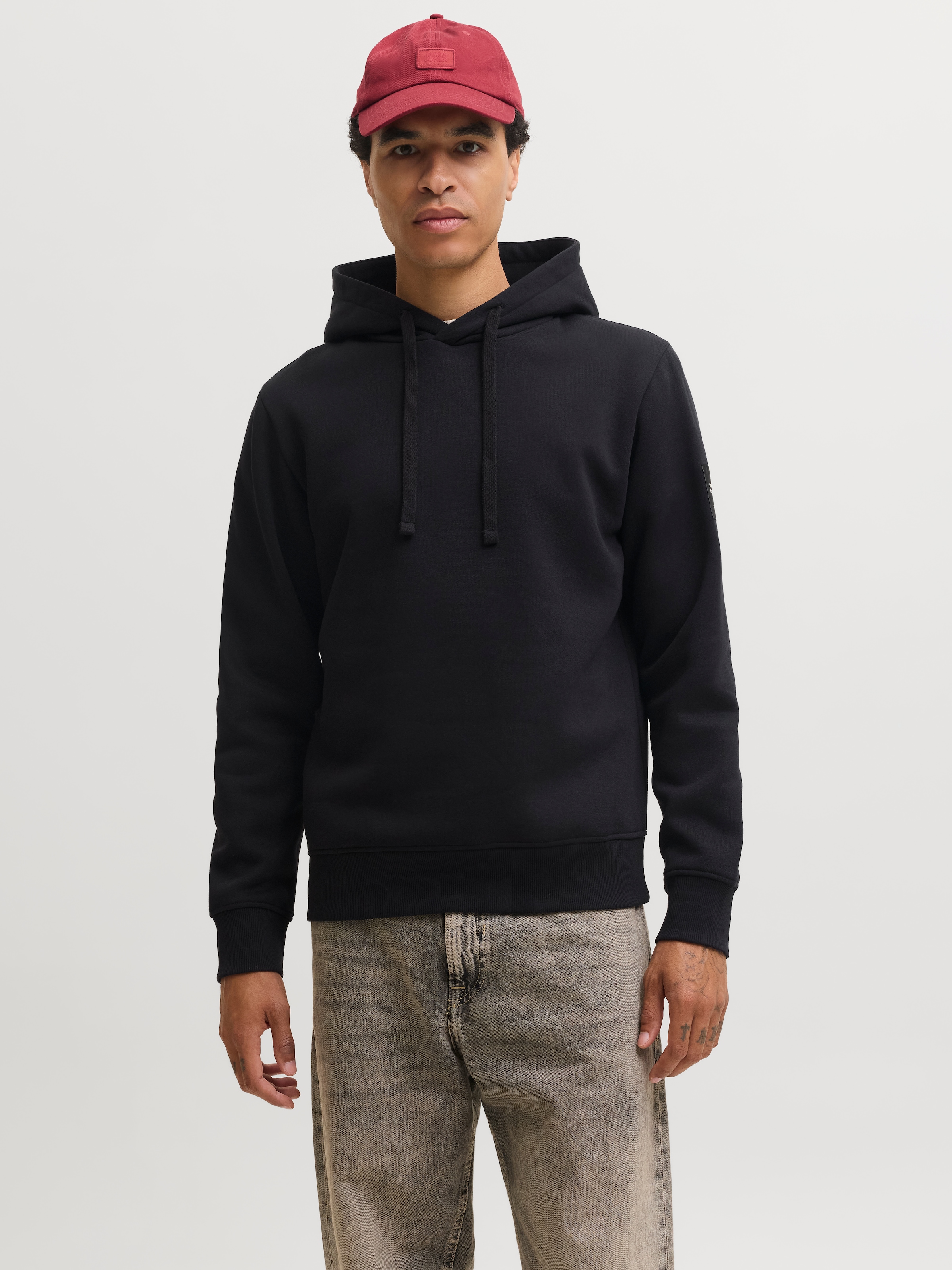 Image of Jack & Jones Kapuzensweatshirt "JJCLEVELAND SWEAT HOOD SN", Materialmix, regular fit
