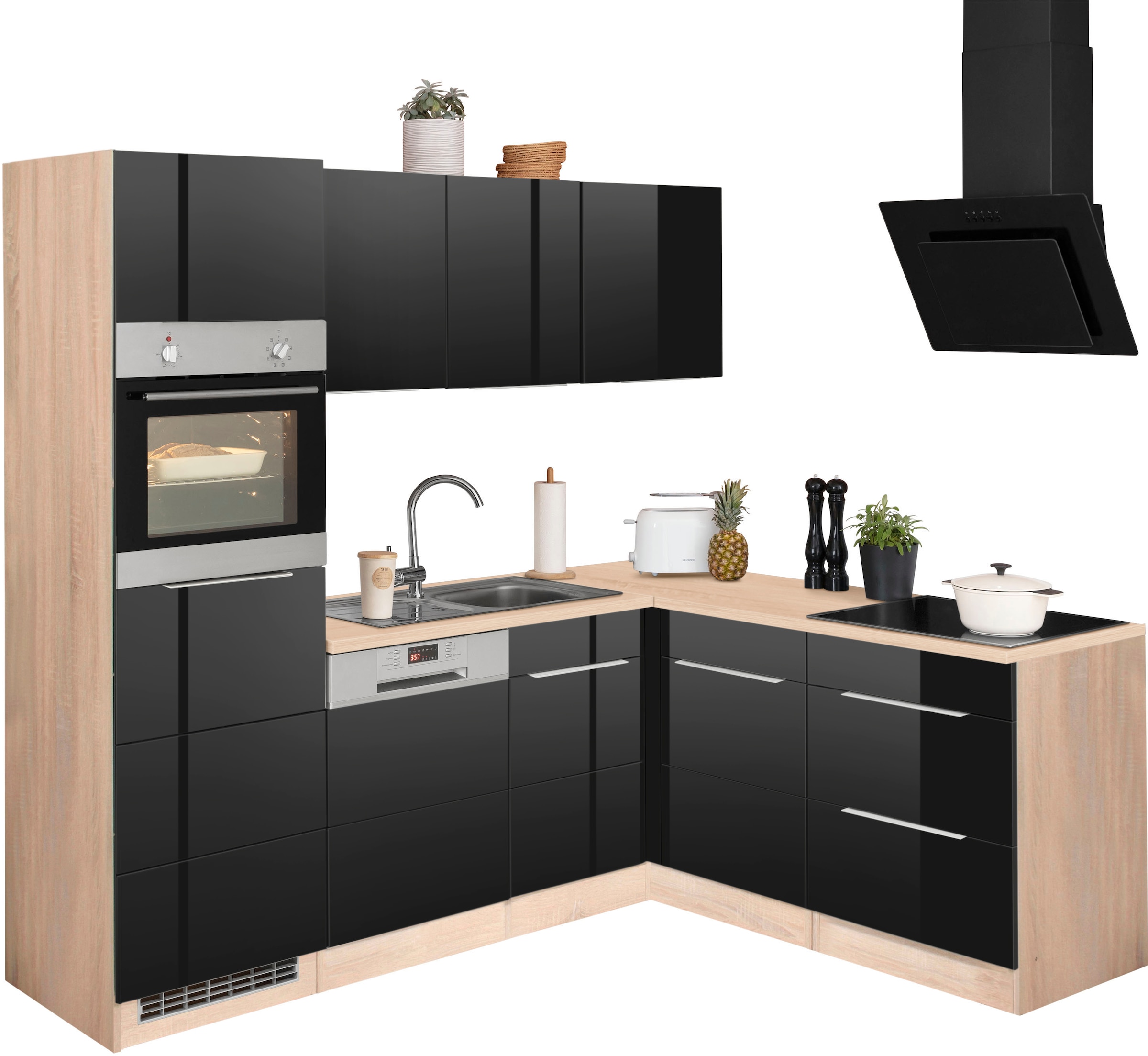 KOCHSTATION Winkelküche »KS-Brindisi« Stellbreite 230/170 cm, wahlweise mit E-Geräten, mit MDF-Fronten
