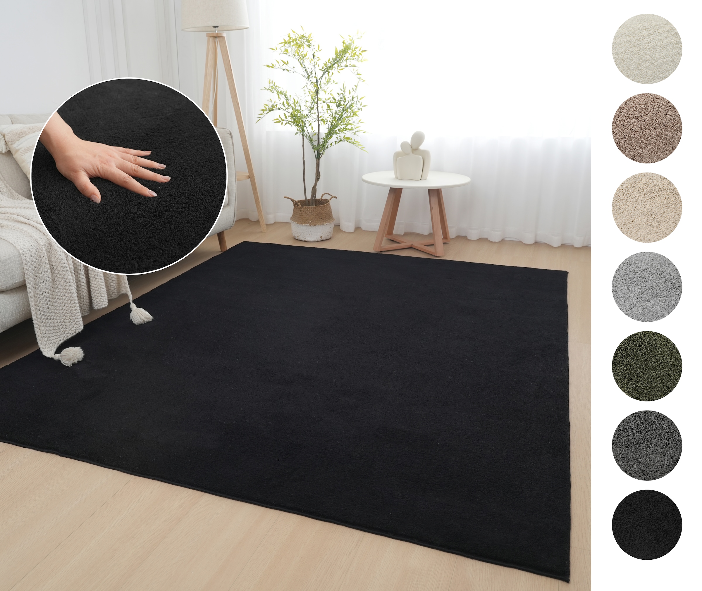 GOODproduct Tapis »Cali, in Standard- und Premium-Qualität, 13 mm oder 16 mm Höhe« Rectangulaire Couleurs unies, douillet & doux, lavable, salon, chambre