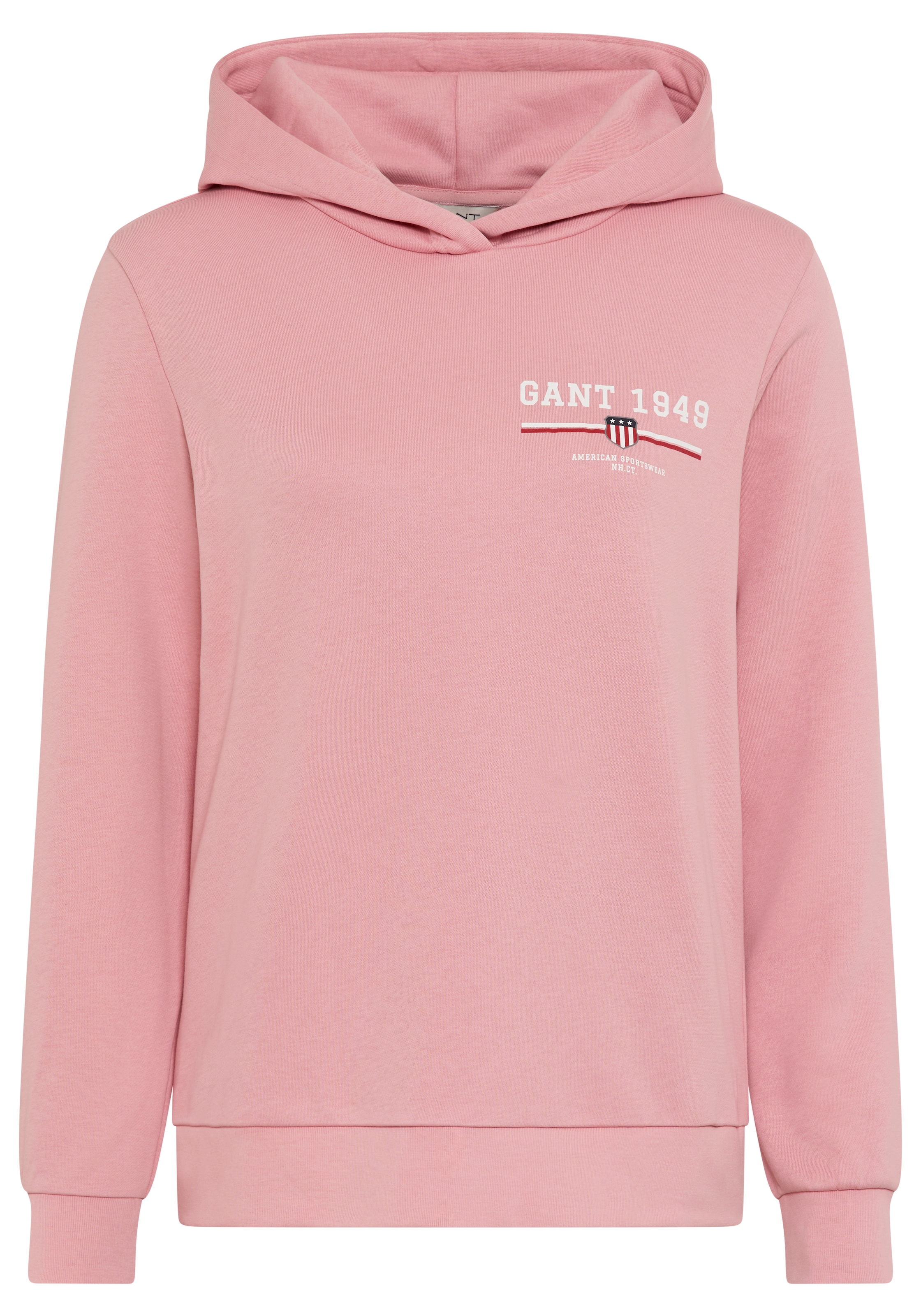 Gant Hoodie »REG GRAPHIC HOODIE« gerippte Abschlüsse, Kapuze ohne Kordel