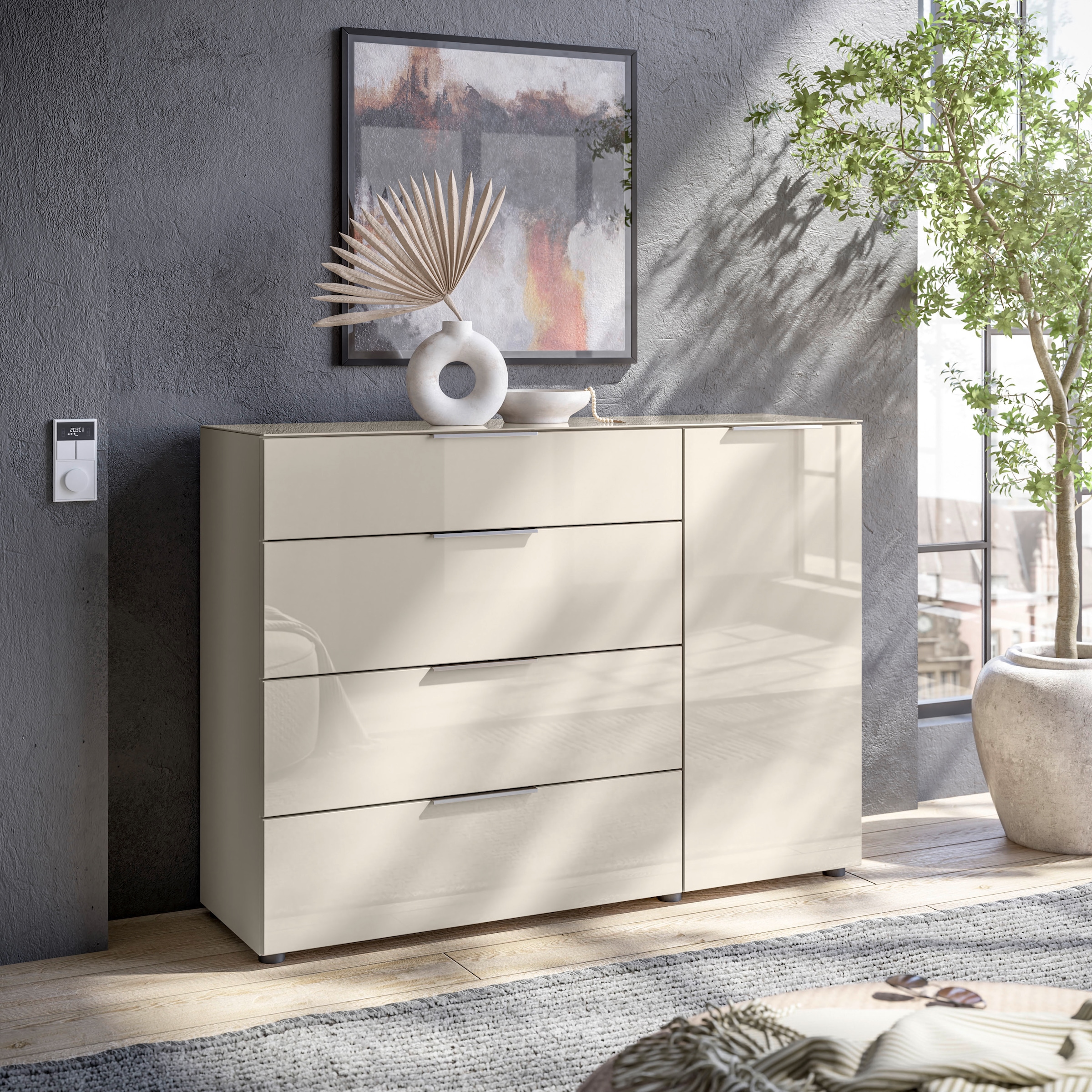 HBZ Kommode »Santorin, BxHxT 135x99x40 cm« 1 Stk. tlg. Breite 135cm, Softclose für Türen und Schubkästen, Melaminbeschichtung