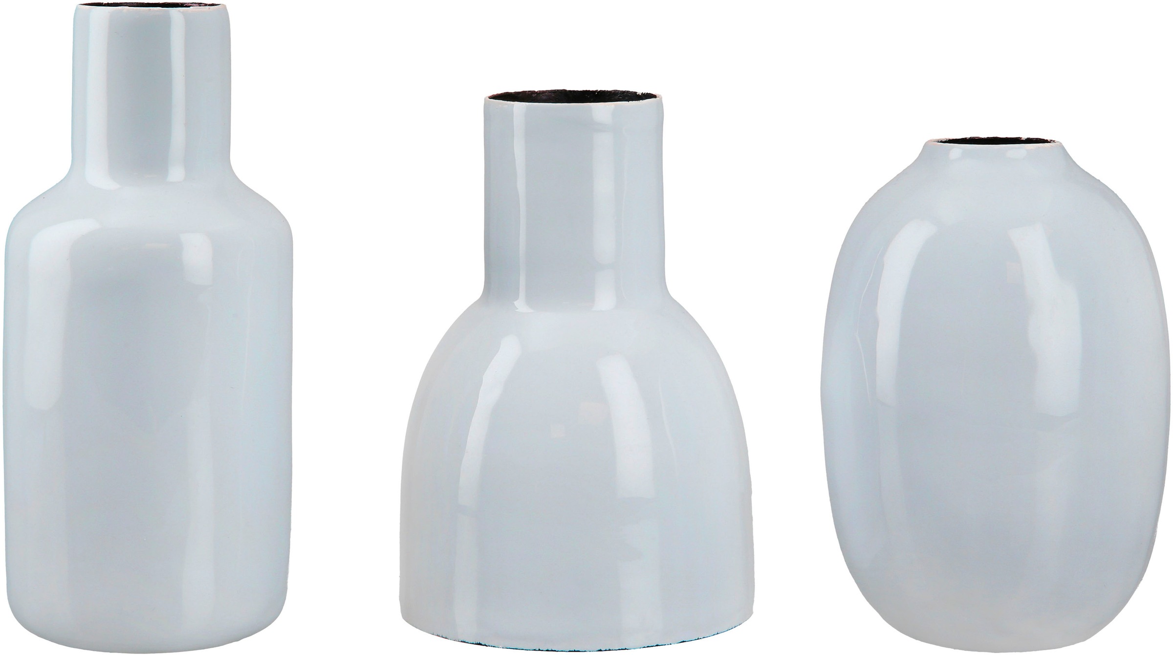 s.Oliver Tischvase "Deko-Vase, "Piccolo", im 3er Set, unterschiedliche Formen, 13cm hoch" aus Metall, glänzende Oberfläche in verschiedenen Farben