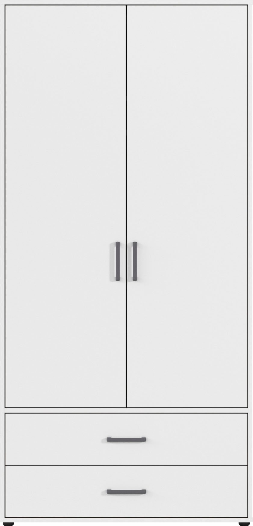 rauch Kleiderschrank »Drehtürenschrank Schrank Garderobe Wäscheschrank VOYAGER« in 3 verschiedenen Ausstattungen BASIC/CLASSIC/PREMIUM,  mit 2 modernen Griffvarianten, mit Aussenschubladen MADE IN GERMANY