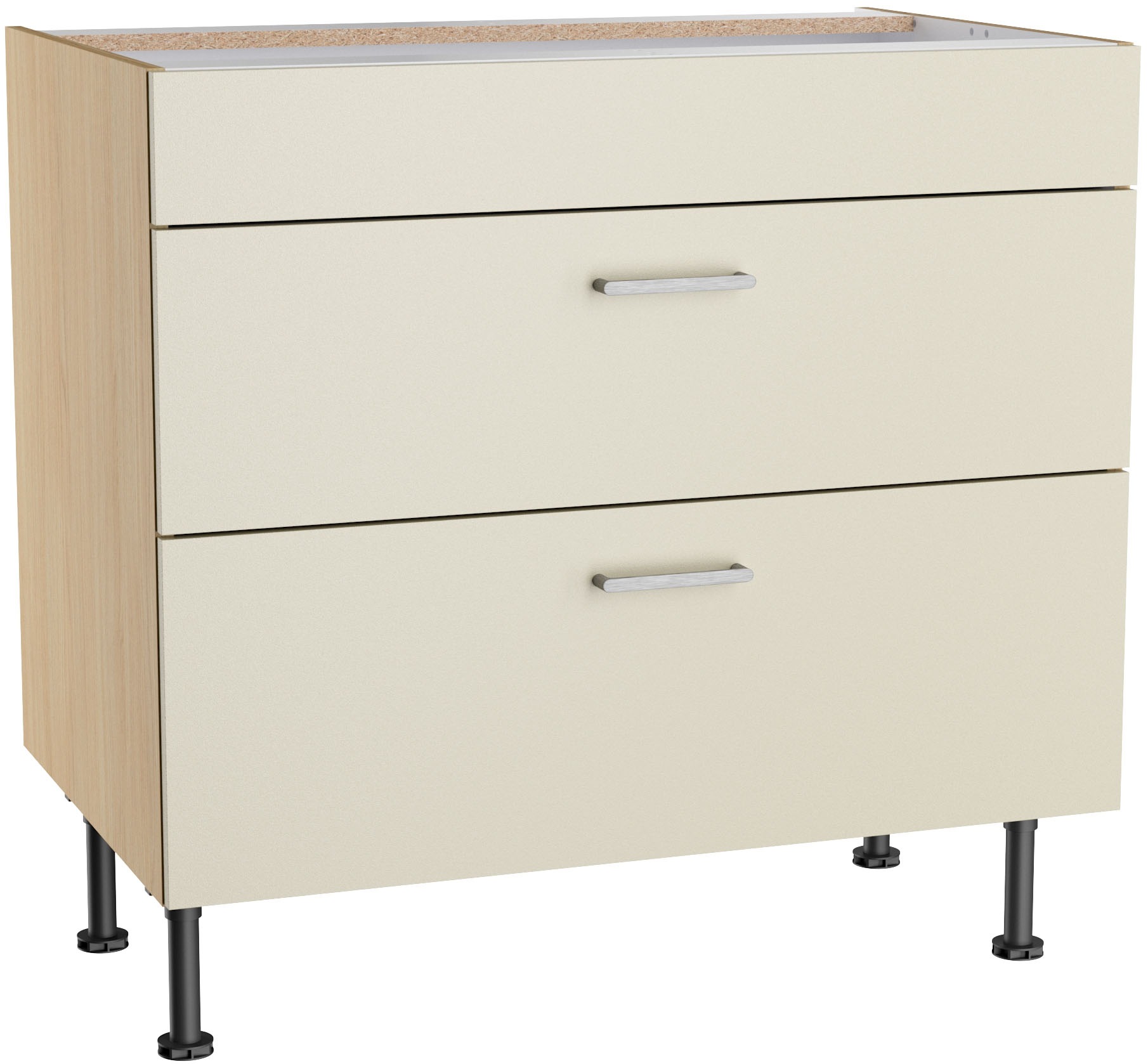 Image of KOCHSTATION Kochfeldumbauschrank "KS-Lucy" Breite 90 cm, mit 2 Auszügen, Soft-Close, höhenverstellbare Füsse