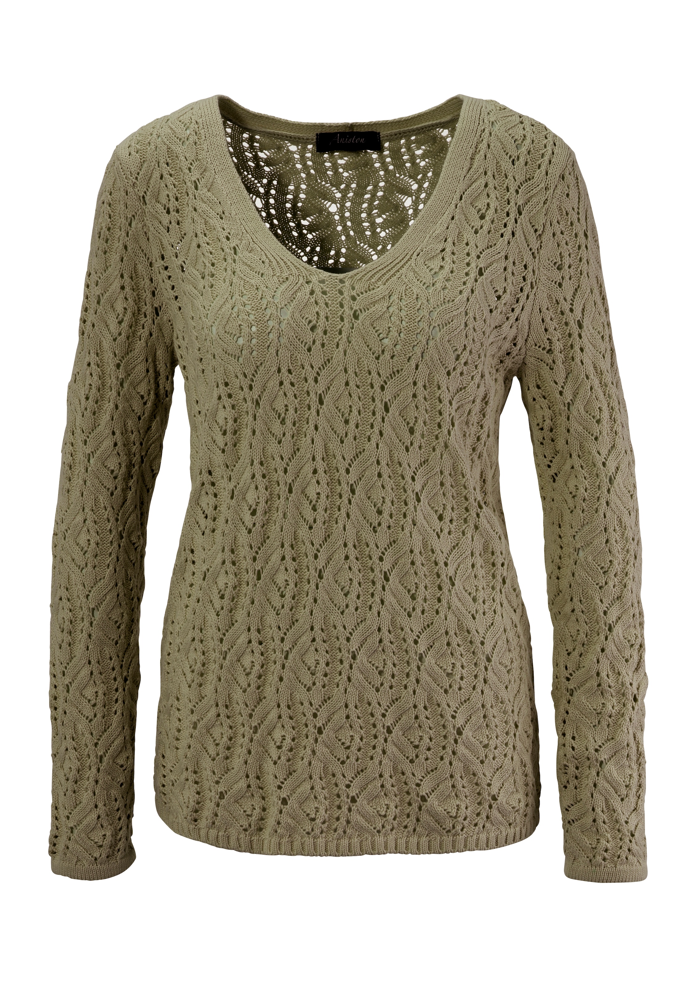 Aniston CASUAL Strickpullover, mit trendigem Ajour-Muster