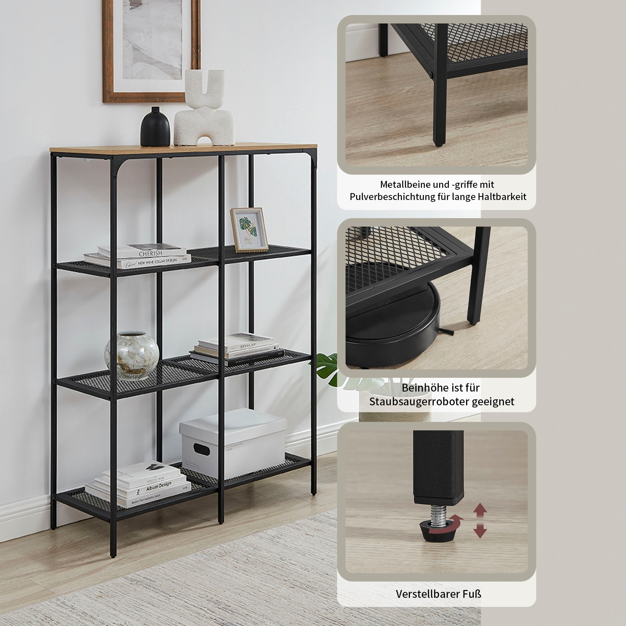 GOODproduct Mehrzweckregal »Amance« natürliche ABS-Kanten, robustes Metallgestell, Höhe 136 cm