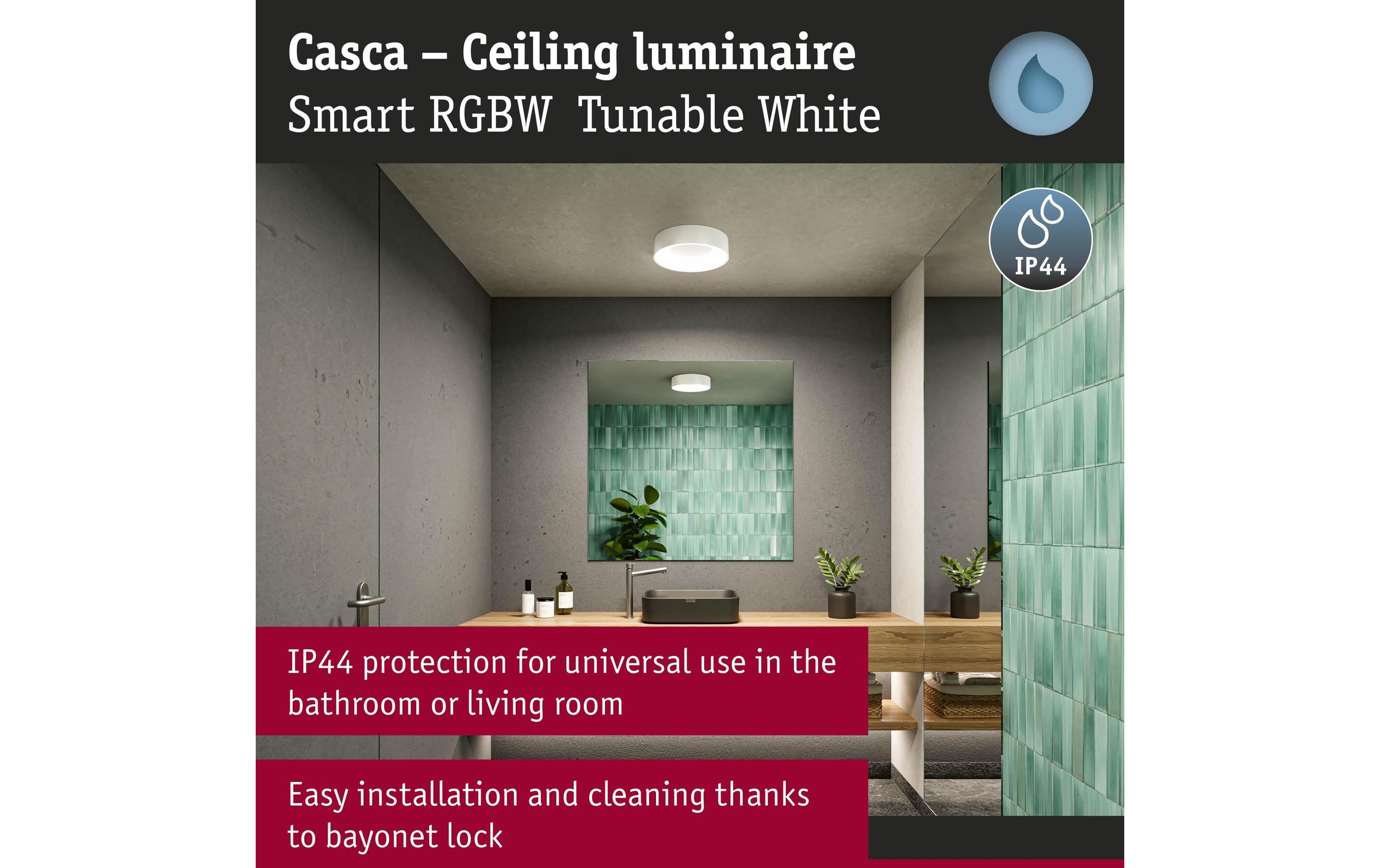 Paulmann Deckenleuchte »Deckenleuchte Casca IP44« LED-Modul RGB | warmweiss - kaltweiss
