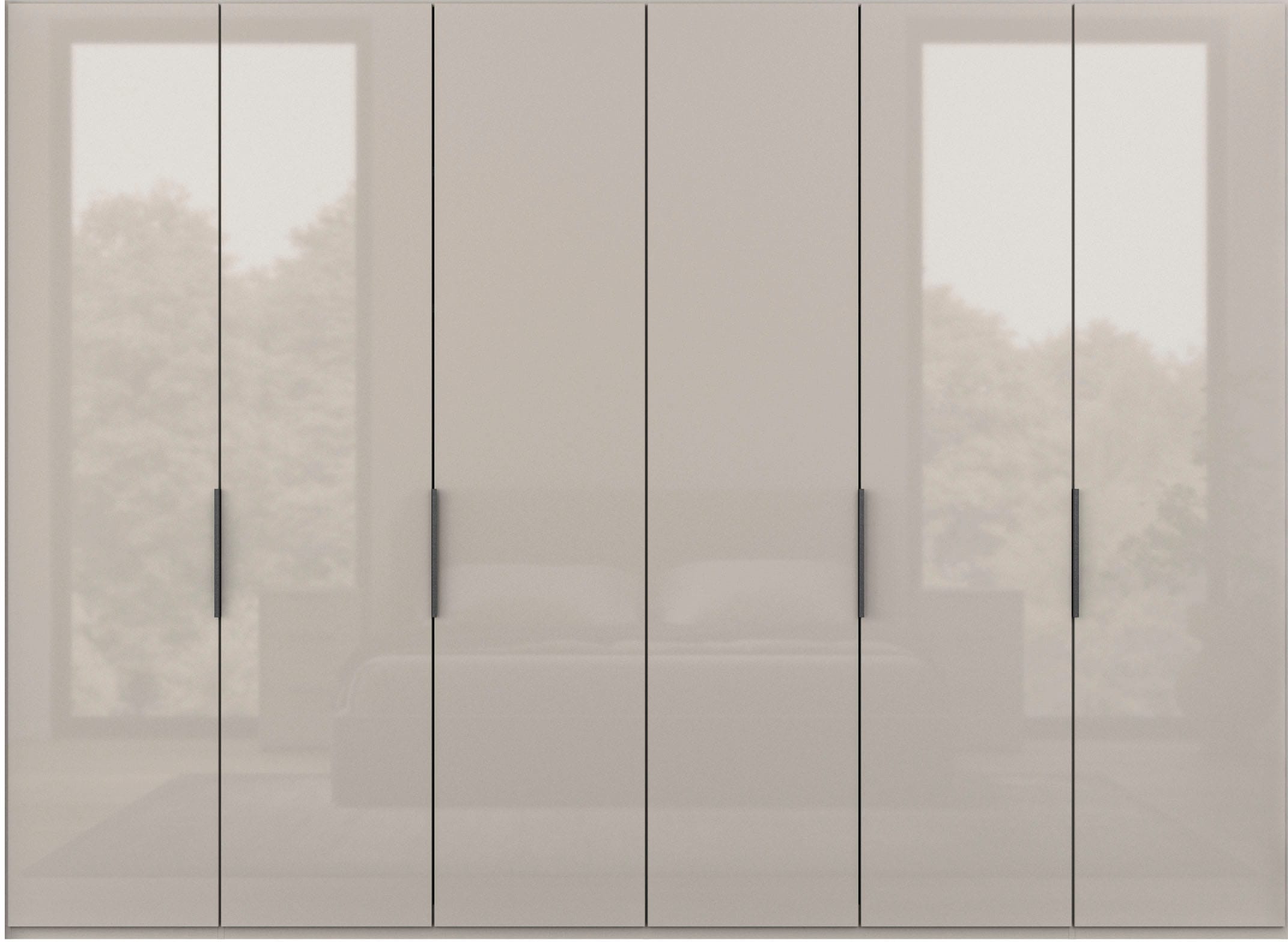 WIEMANN Armoire à portes pliantes »Ohio, Kleiderschrank, Schrank, Garderobe, mit Glasfront, 300 cm« inklusive Einlegeböden & Kleiderstangen, 2 Höhen, MADE IN GERMANY,  inklusive Türdämpfung, hochwertige Glasfront