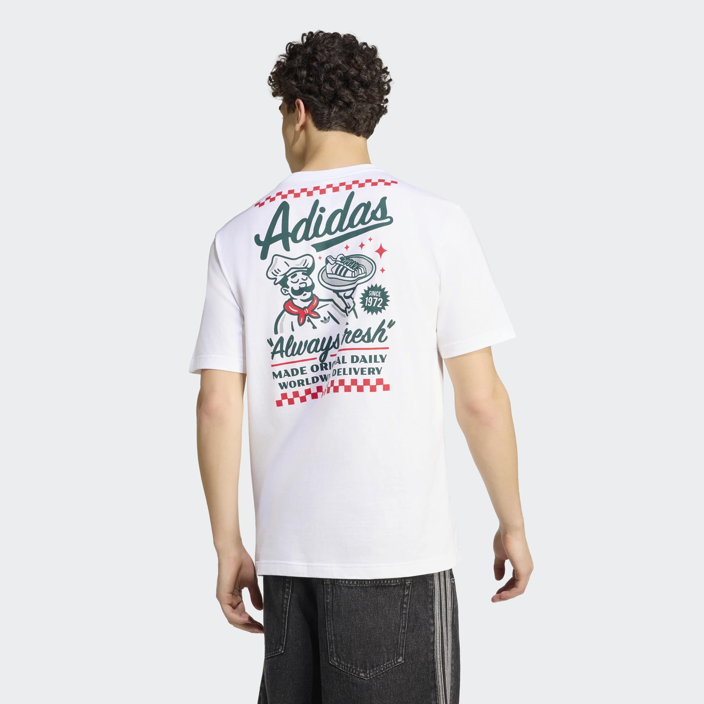 Image of adidas Originals T-Shirt "LOOSE GRAPHIC TEE PIZZADIDAS 20" mit Print, ohne Verschluss, aus Baumwolle