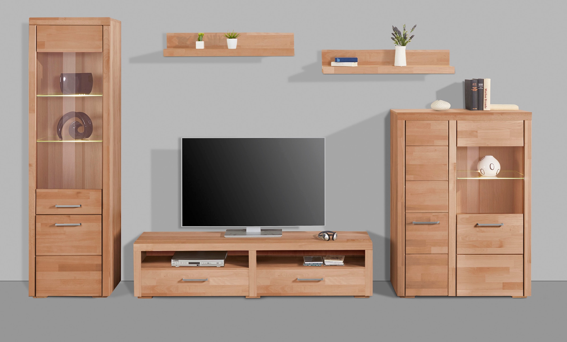 Woltra Wohnwand »Falco«, (Set, 4 St., 5), Fronten aus Massivholz kaufen