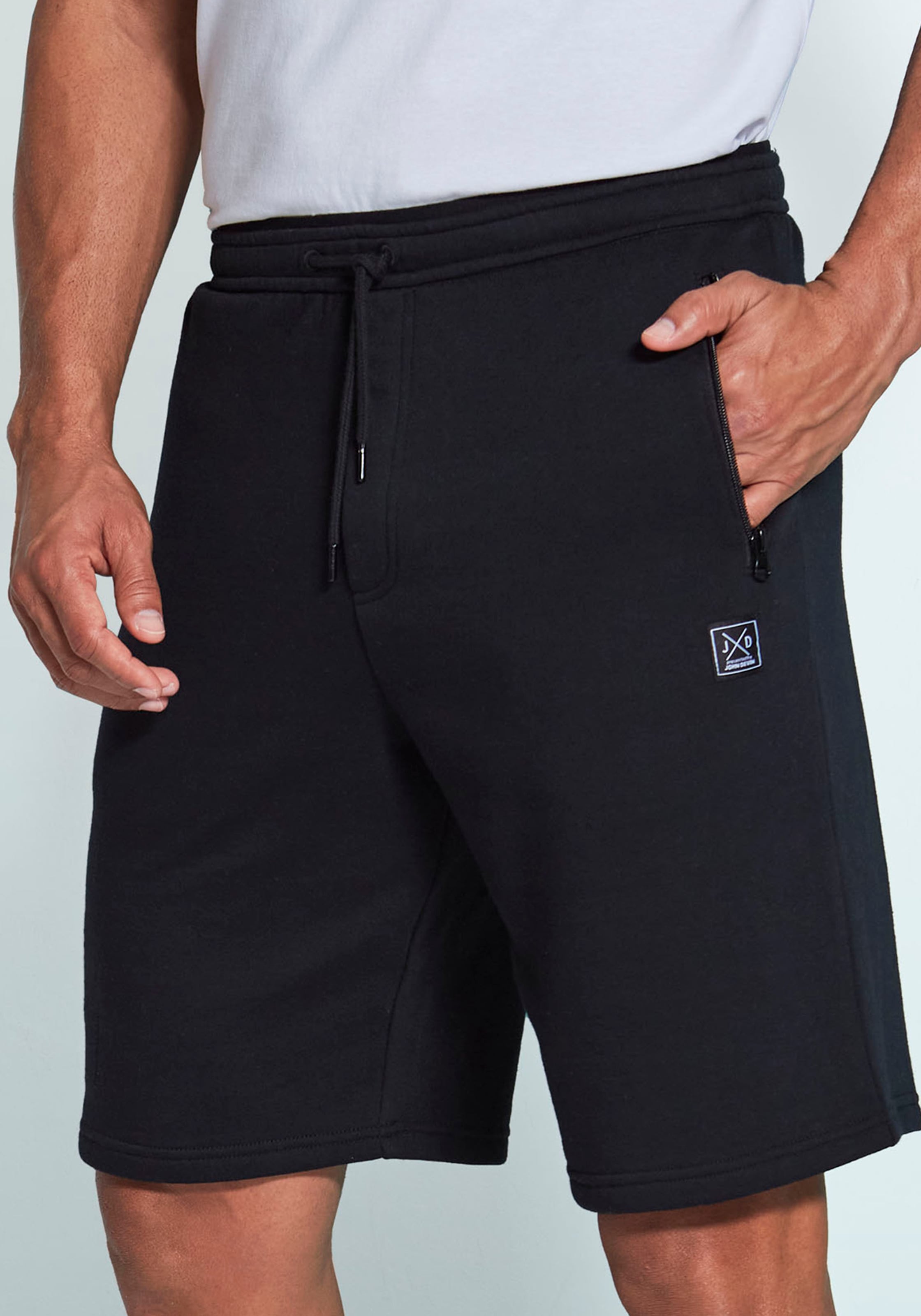 John Devin Sweatshorts, seitliche Taschen mit schwarzem Reissverschluss