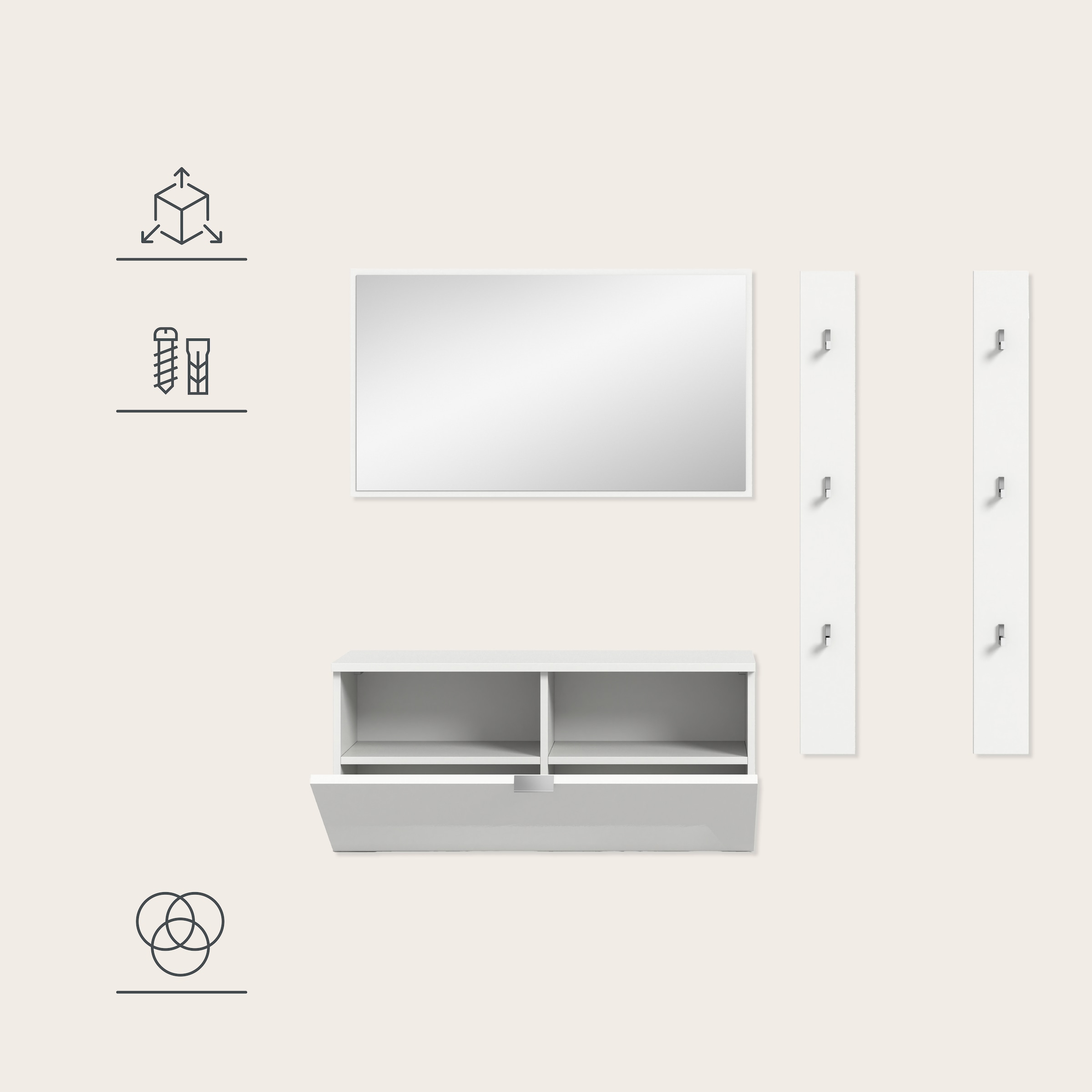 INOSIGN Garderoben-Set »Trondheim Garderobenset 3-tlg. , Breite 130 cm,« 3 Stk. tlg.