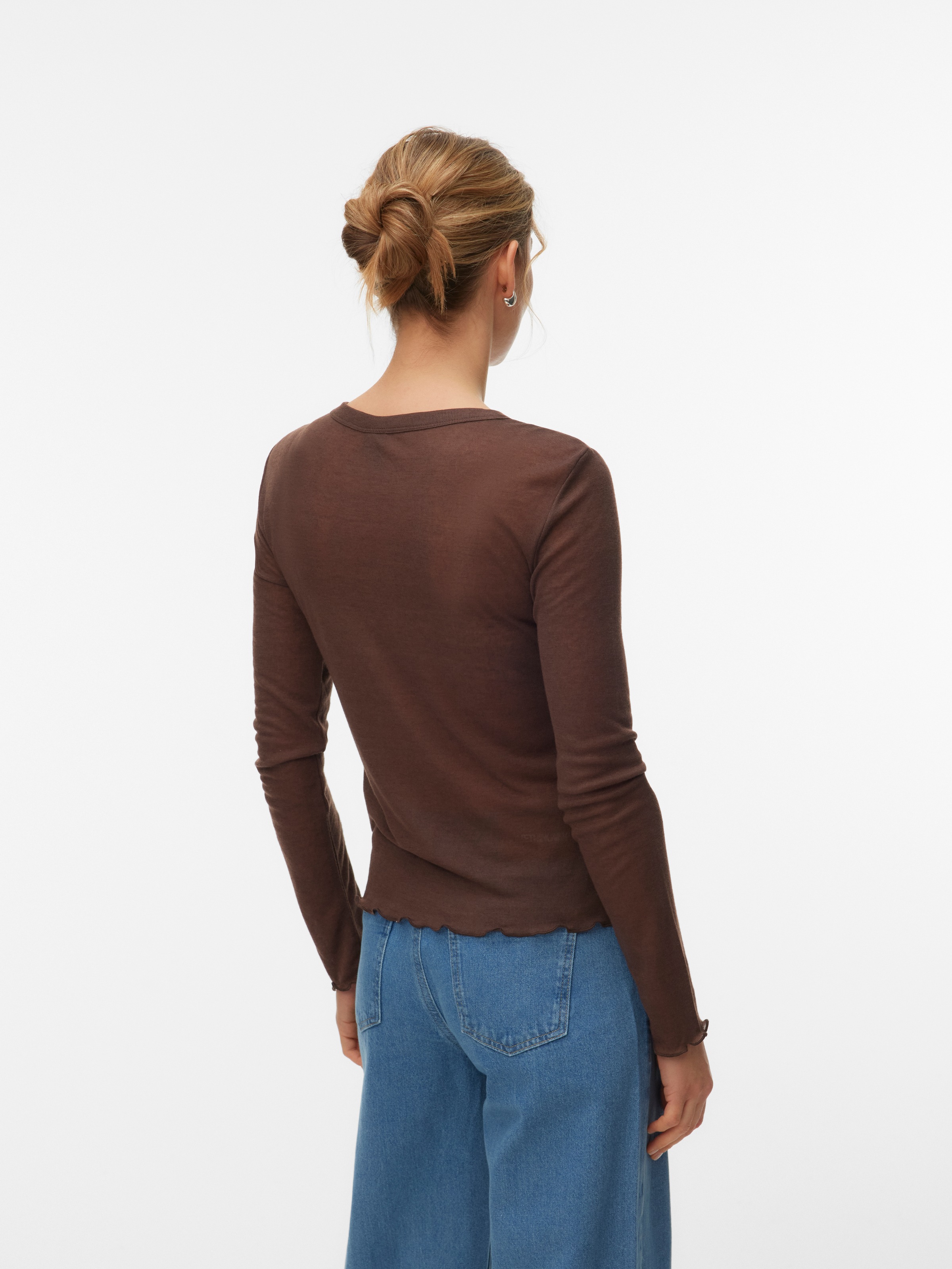 Vero Moda T-shirt à manches longues »VMARIEL LS TOP JRS NOOS« Materialmix, gewellter Saum